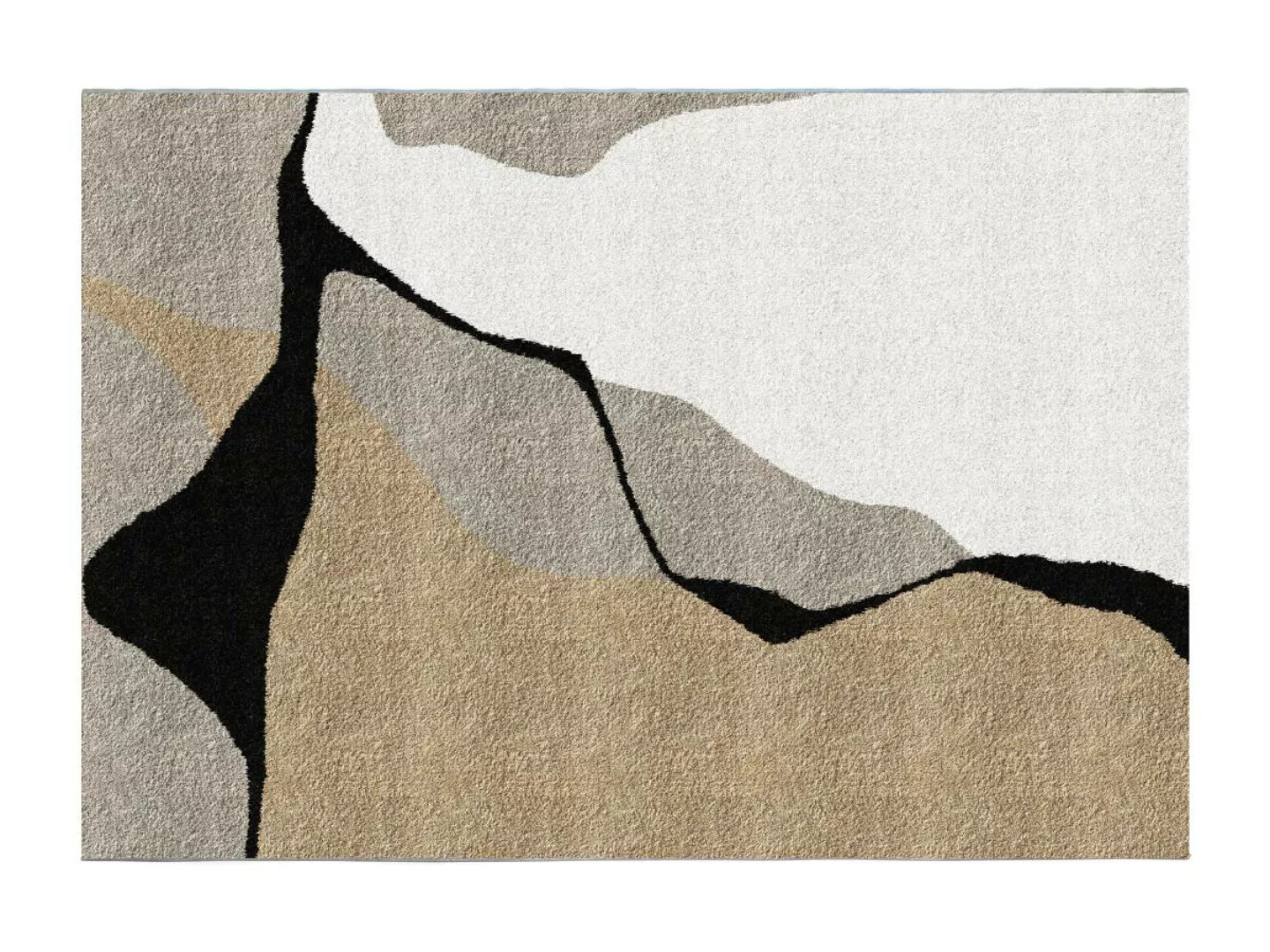 Designer-Teppich mit abstraktem Muster - 160 x 230 cm - Beige, Taupe & Weiß günstig online kaufen