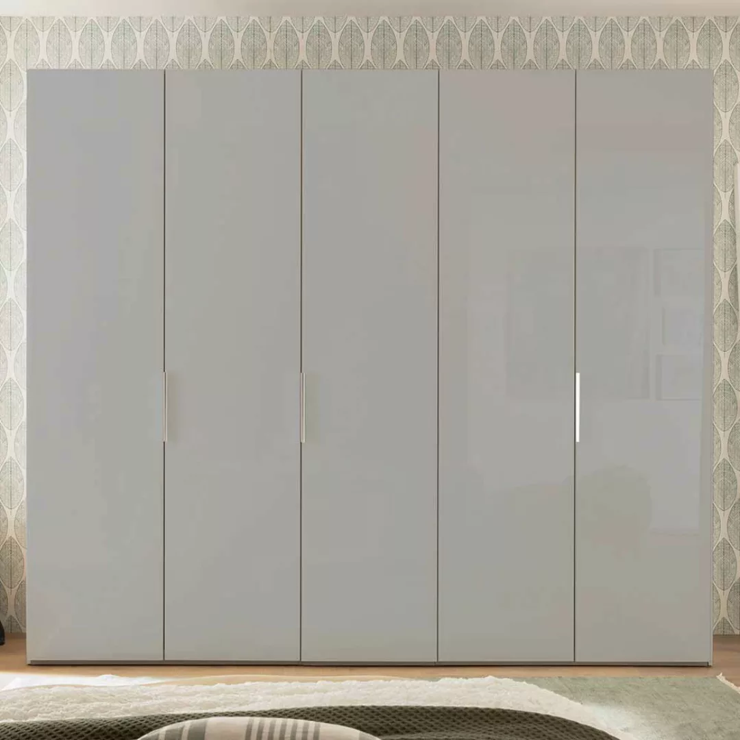 Drehtürenkleiderschrank grau Front glasbeschichtet 216 cm hoch günstig online kaufen