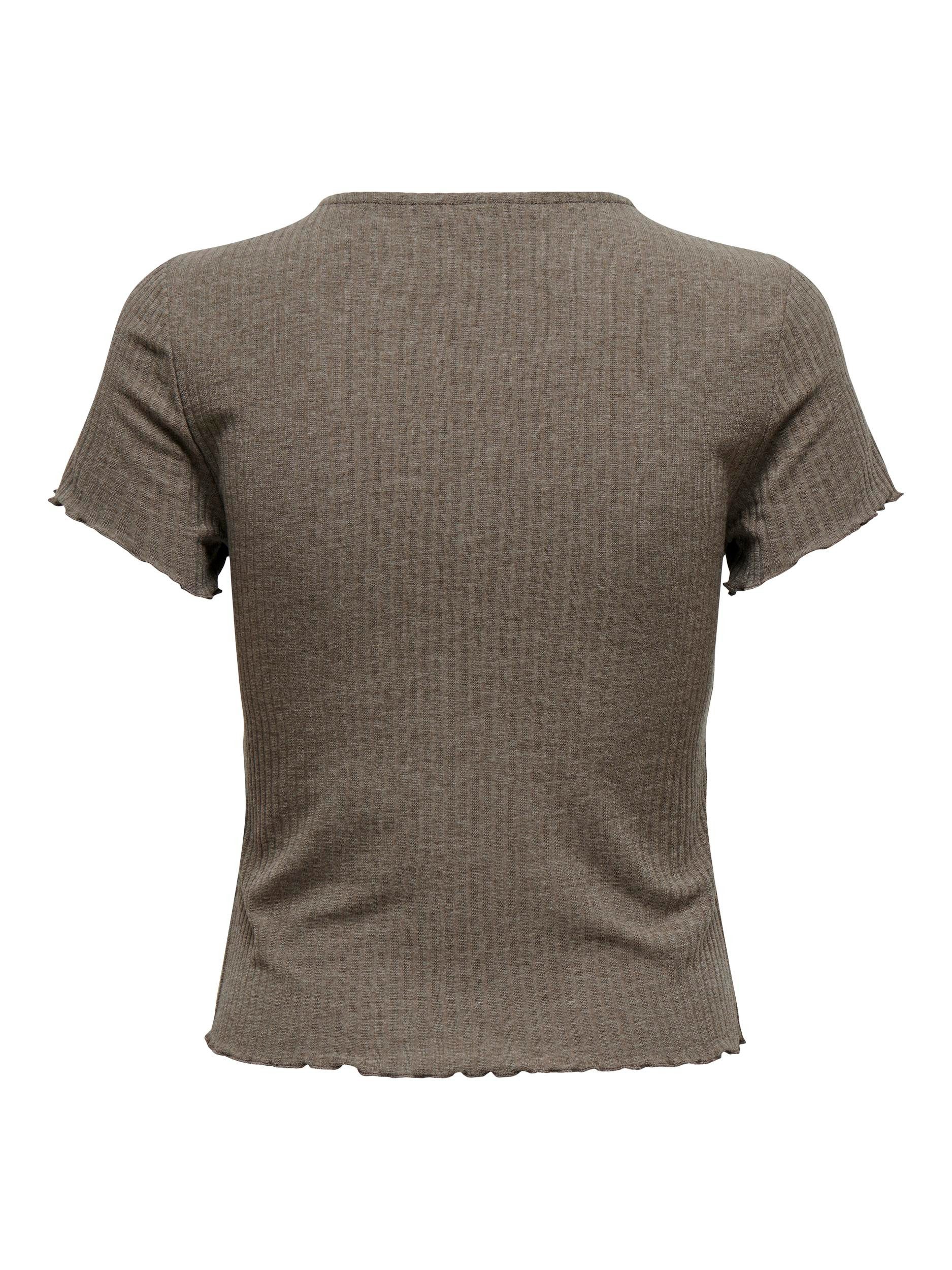 ONLY Rundhalsshirt "ONLEMMA – Kurzarmshirt mit gewelltem Abschluss", Rundha günstig online kaufen