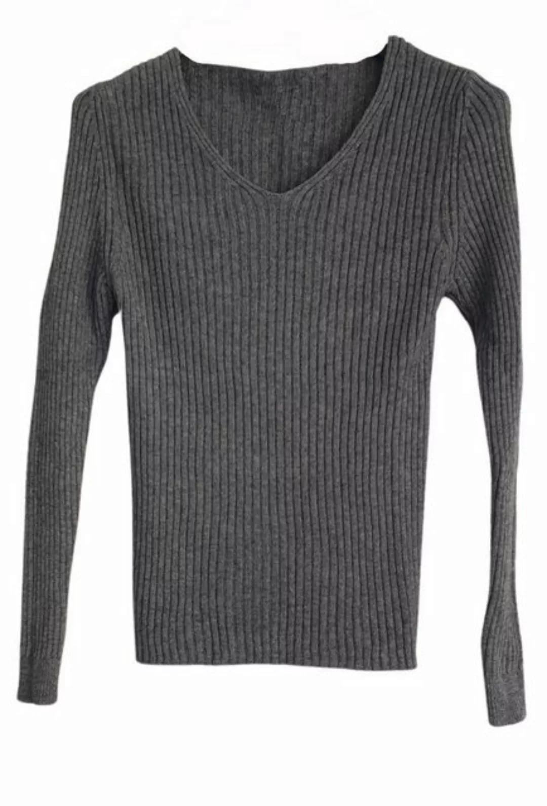 Charis Moda V-Ausschnitt-Pullover Pullover in figurbetonendem Rippstrick günstig online kaufen