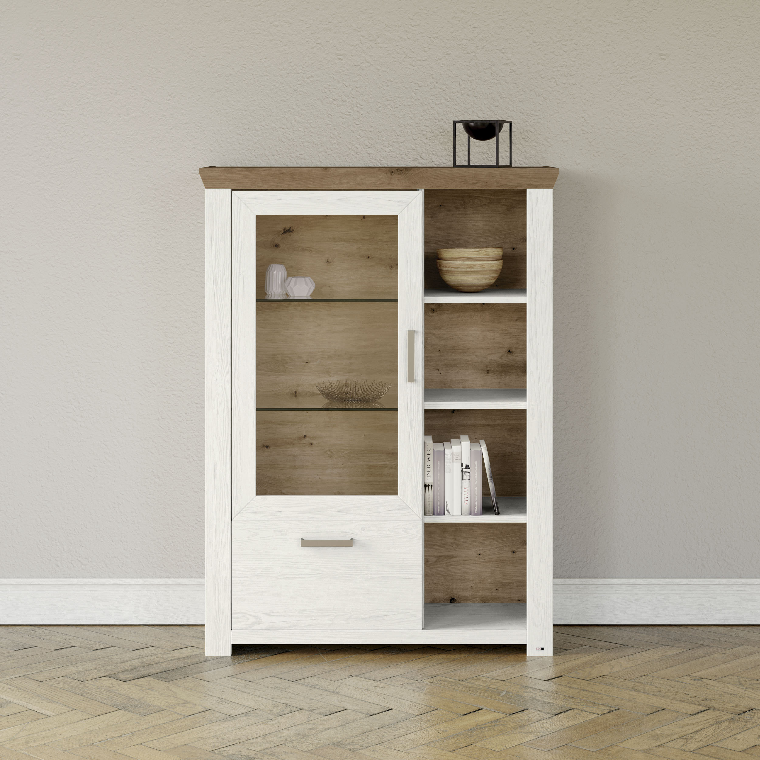 set one by Musterring Highboard "York", Typ 13 und 14, mit Glastür und Schu günstig online kaufen