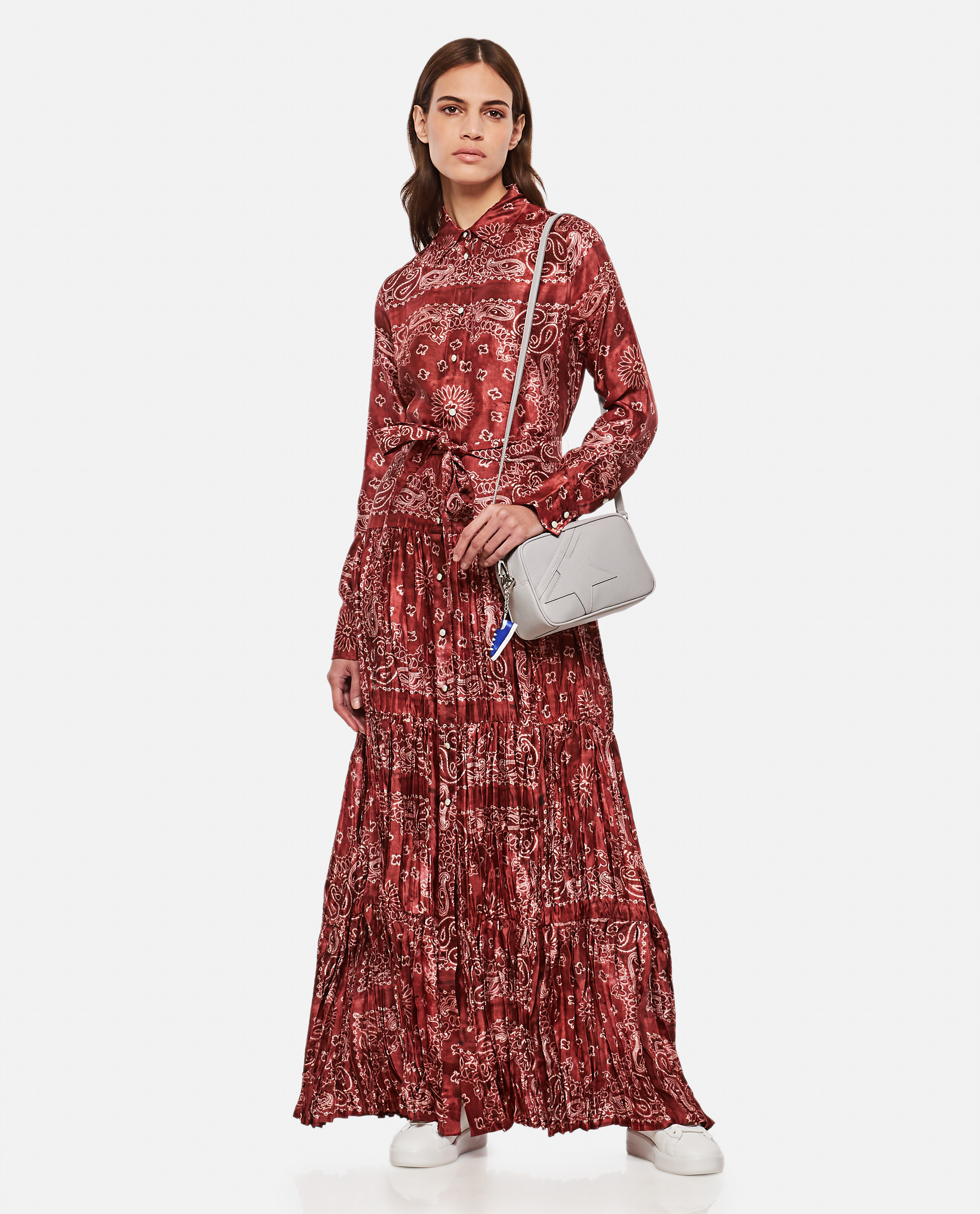 GOLDEN PAISLEY PRINTED VISCOSE TWILL LONG DRESS günstig online kaufen