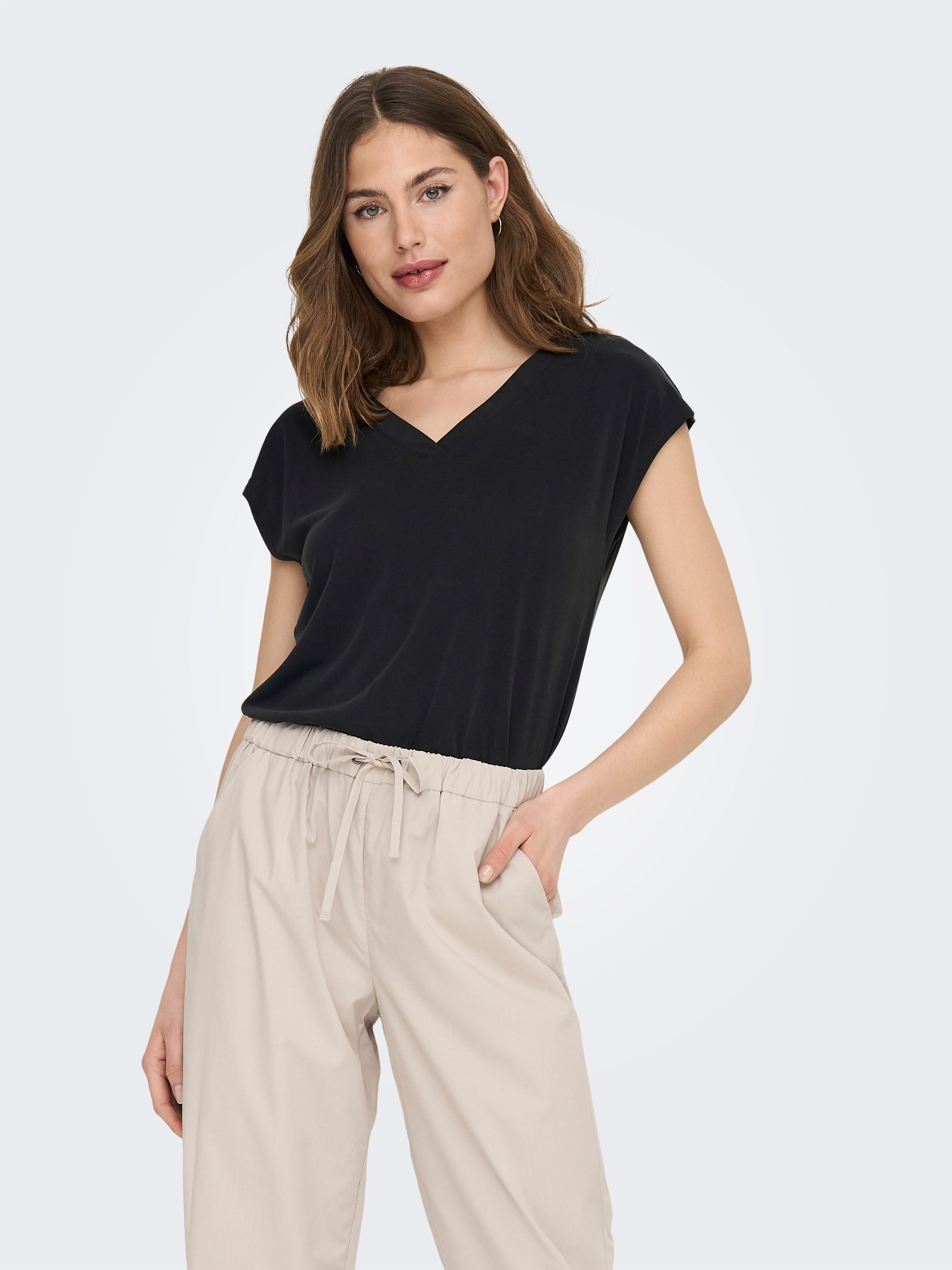 ONLY V-Shirt ONLFREE S/S MODAL V-NEC günstig online kaufen