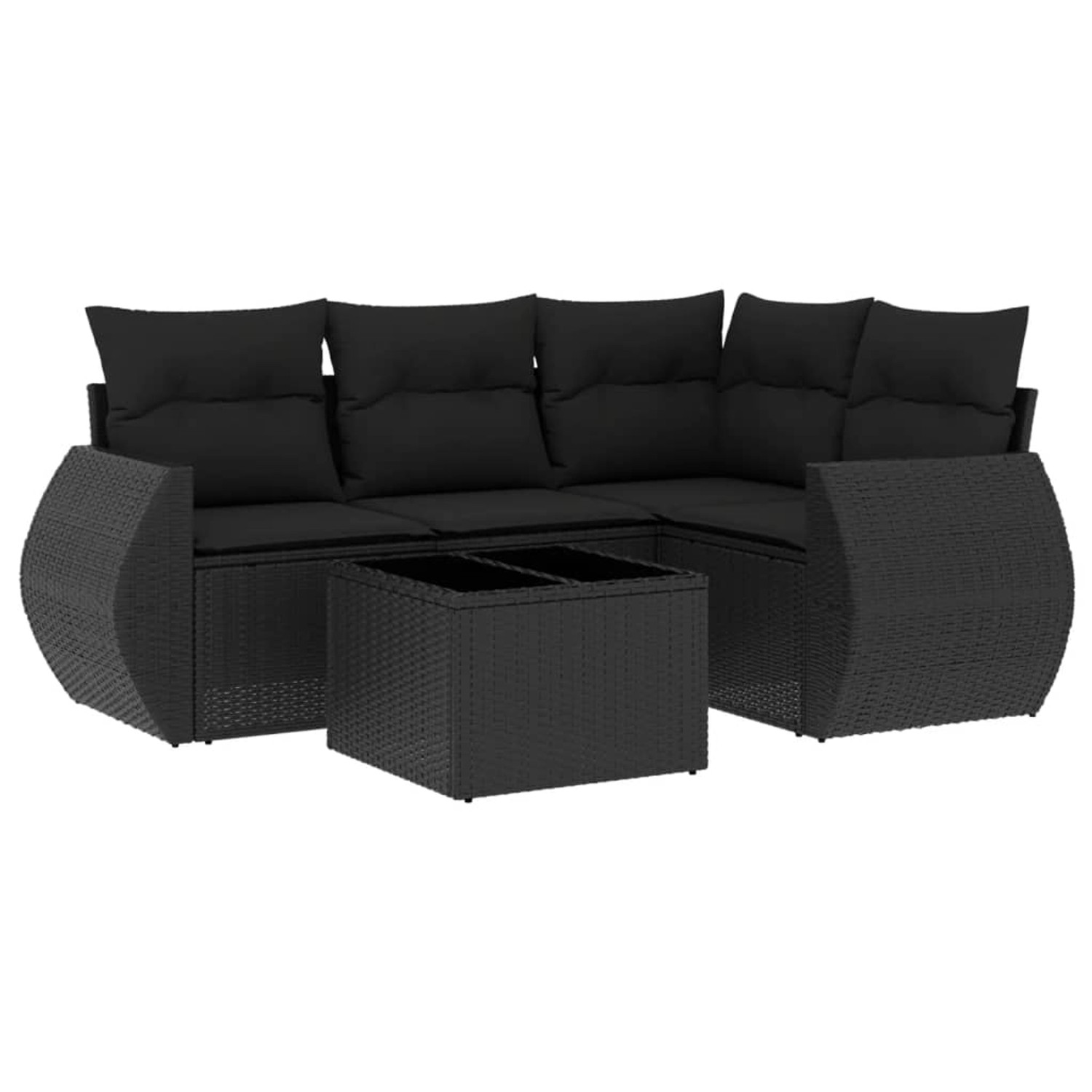 vidaXL 5-Tlg Garten-Sofagarnitur mit Kissen Schwarz Poly Rattan 3221314 günstig online kaufen