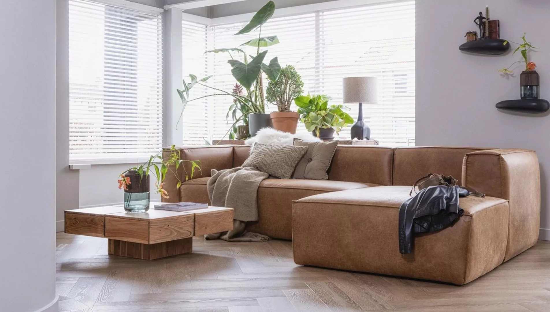 WOOOD Ecksofa Bean Rechts - Leder Cognac, Freistellbar günstig online kaufen