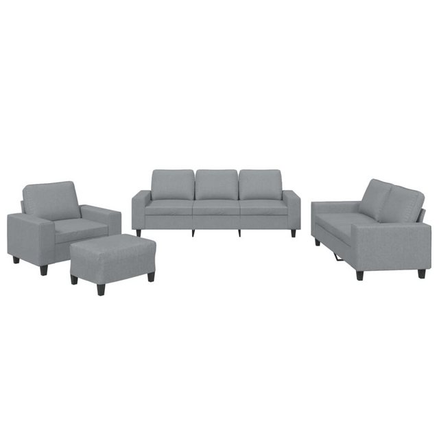 vidaXL Sofa Sofagarnitur Set mit Kissen Stoff, 4-tlg., Hellgrau günstig online kaufen