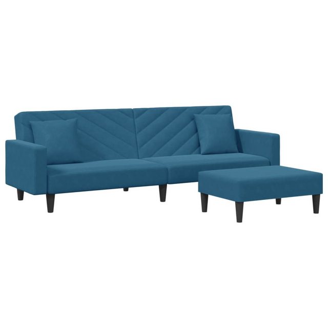 vidaXL Sofa 2-tlg. Sofagarnitur mit Kissen Blau Samt günstig online kaufen