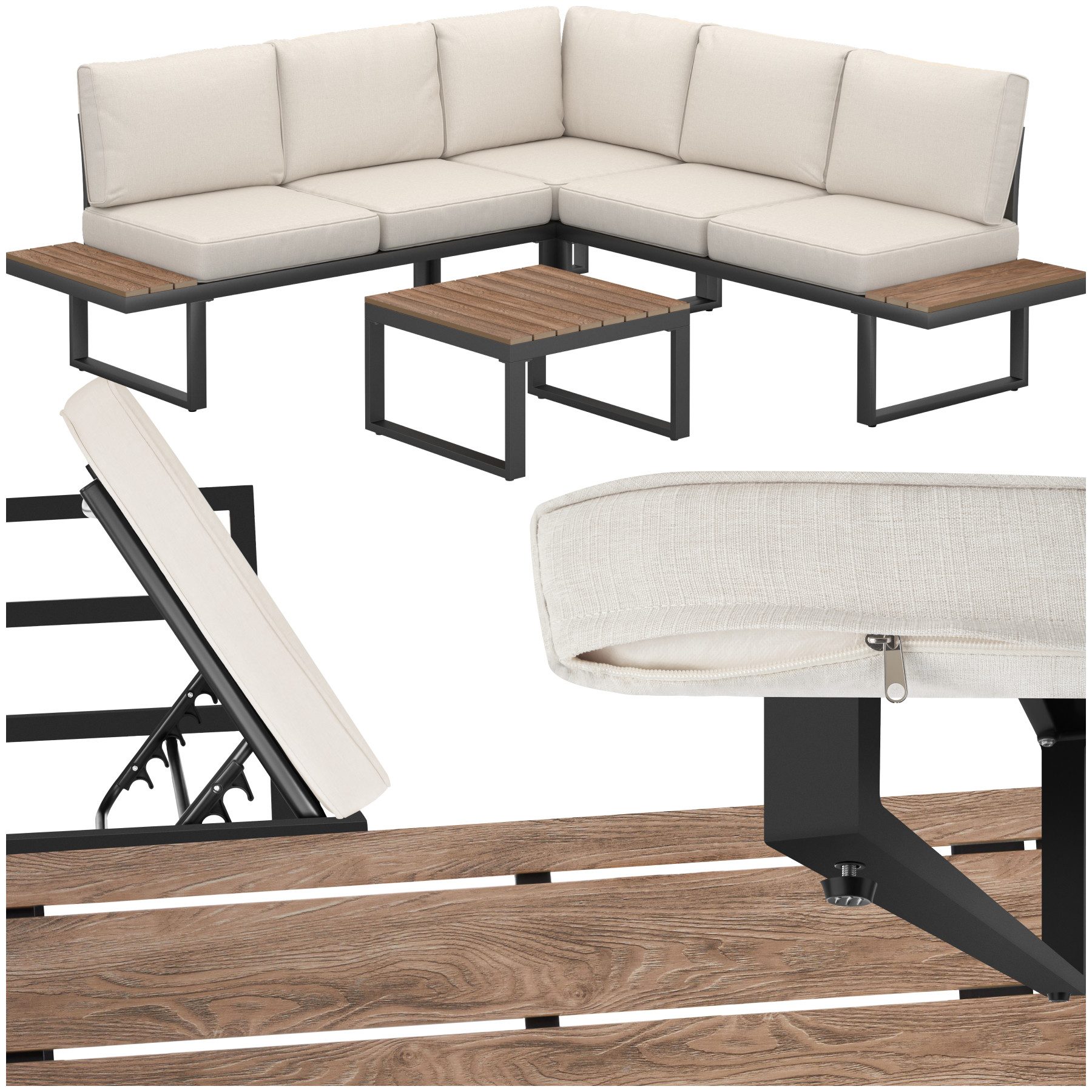 tectake Gartenlounge-Set Garten-Lounge-Set, (Set., 1-tlg), Tisch günstig online kaufen