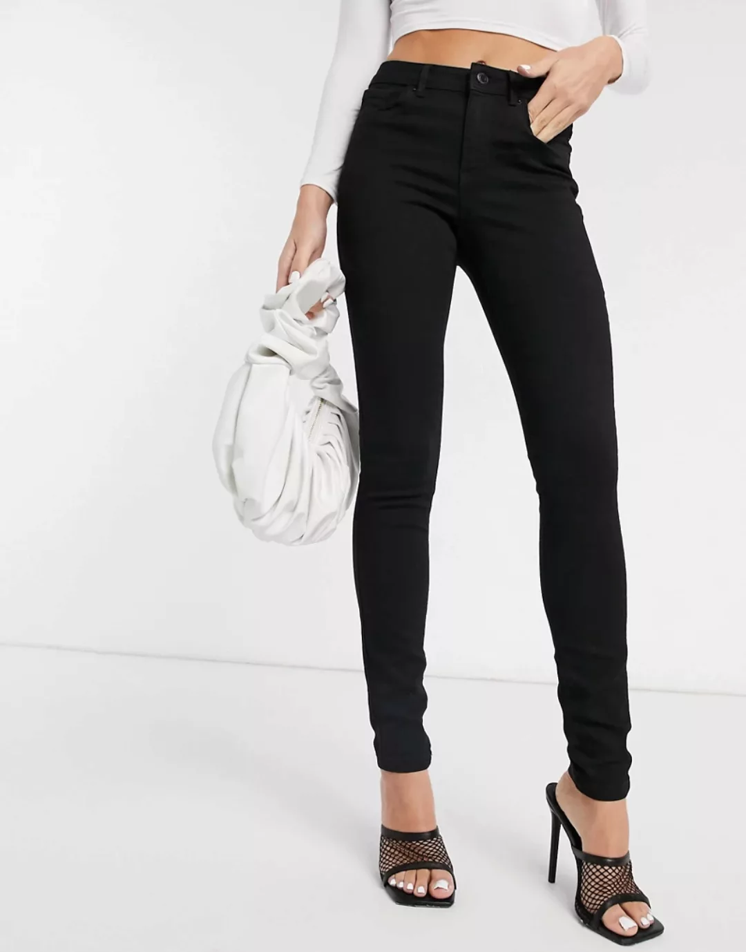 VERO MODA Vmtanya Mid Rise Slim Fit Jeans Damen Schwarz günstig online kaufen