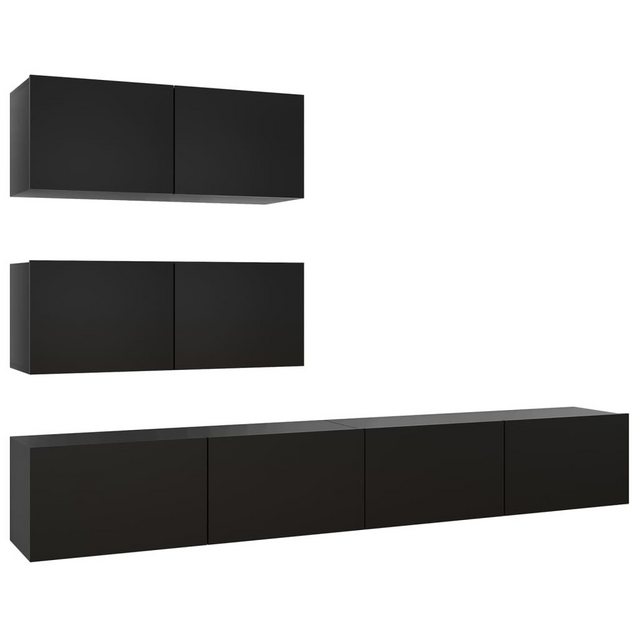 vidaXL TV-Schrank 4-tlg TV-Schrank-Set Schwarz Spanplatte günstig online kaufen