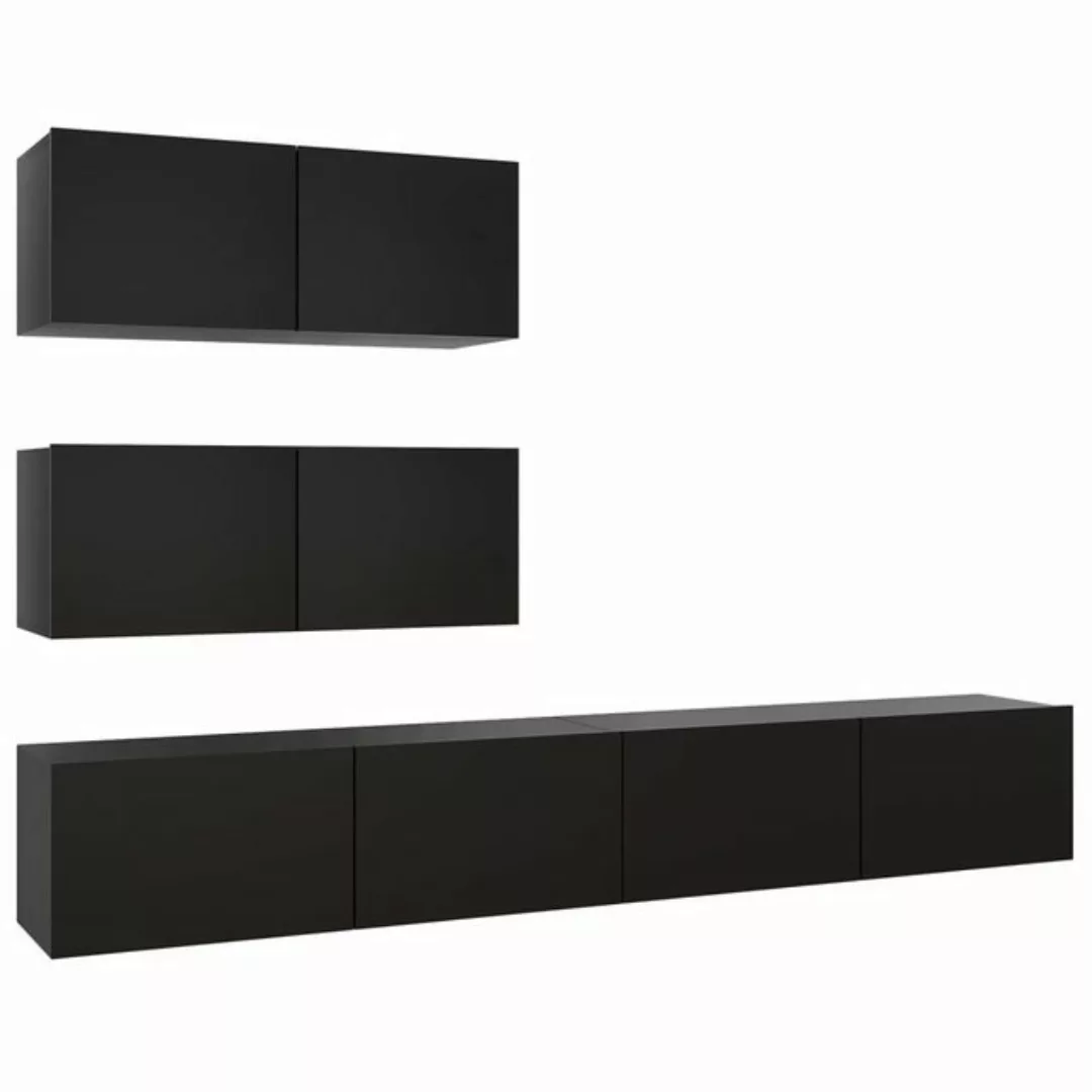 furnicato TV-Schrank 4-tlg. TV-Schrank-Set Schwarz Holzwerkstoff (1-St) günstig online kaufen