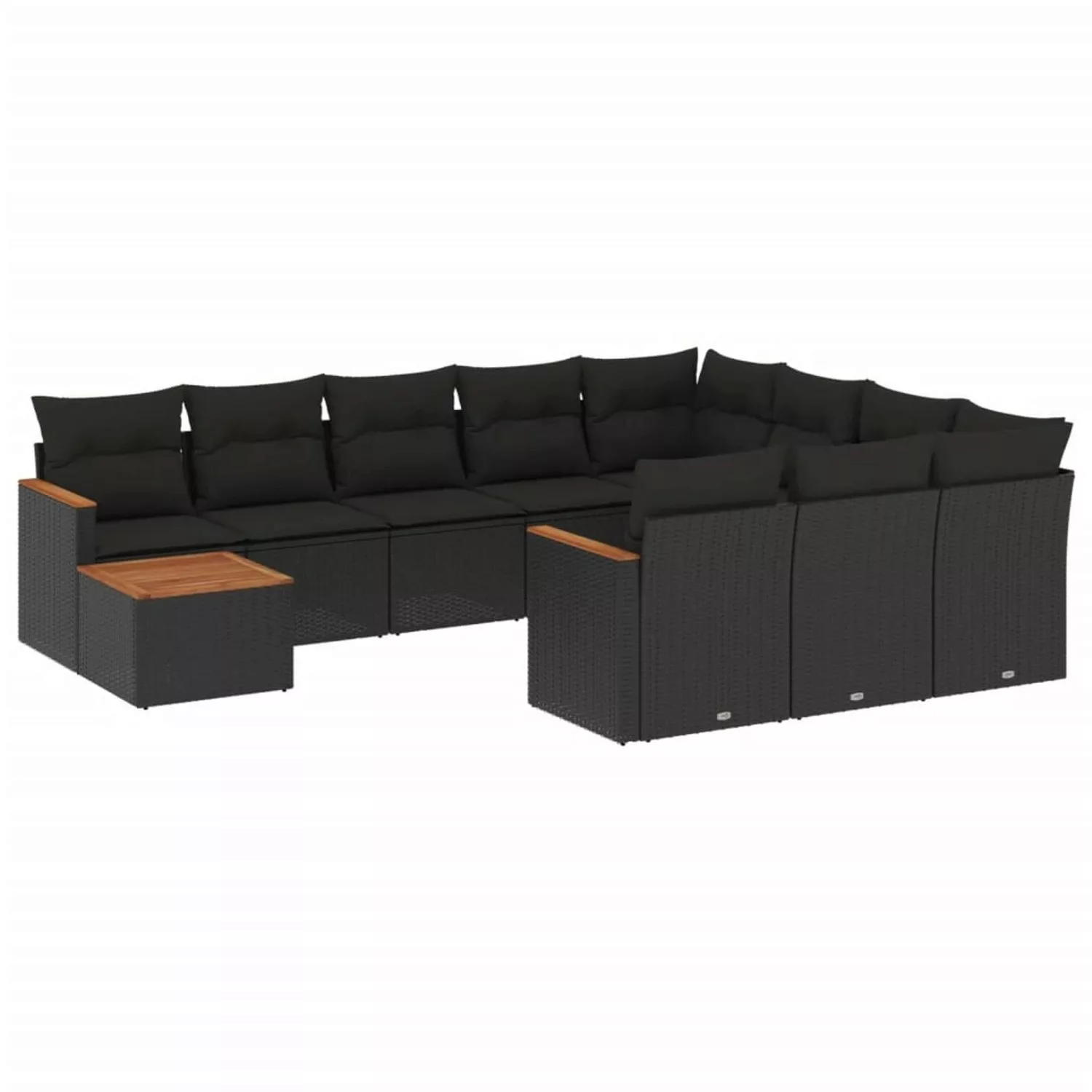 vidaXL 11-tlg Garten-Sofagarnitur mit Kissen Schwarz Poly Rattan Modell 122 günstig online kaufen