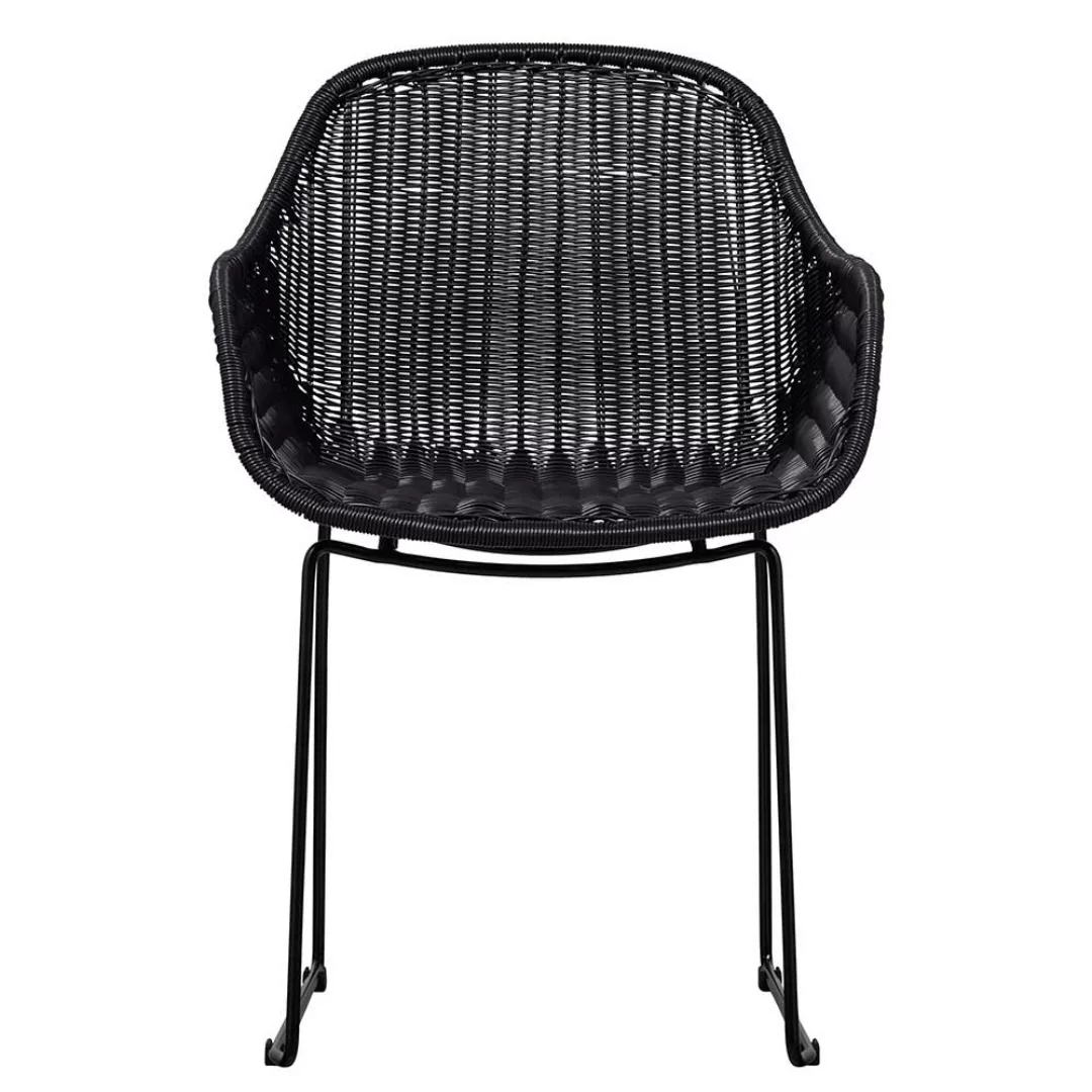 In- und Outdoor Stühle Schwarz aus Kunstrattan Gestell aus Metall (2er Set) günstig online kaufen