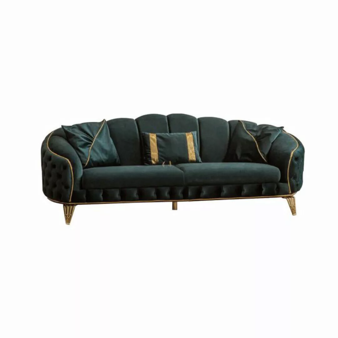 JVmoebel 3-Sitzer Modern Chesterfield Grün Sofa 3 Sitz Couchen Neu Textil M günstig online kaufen