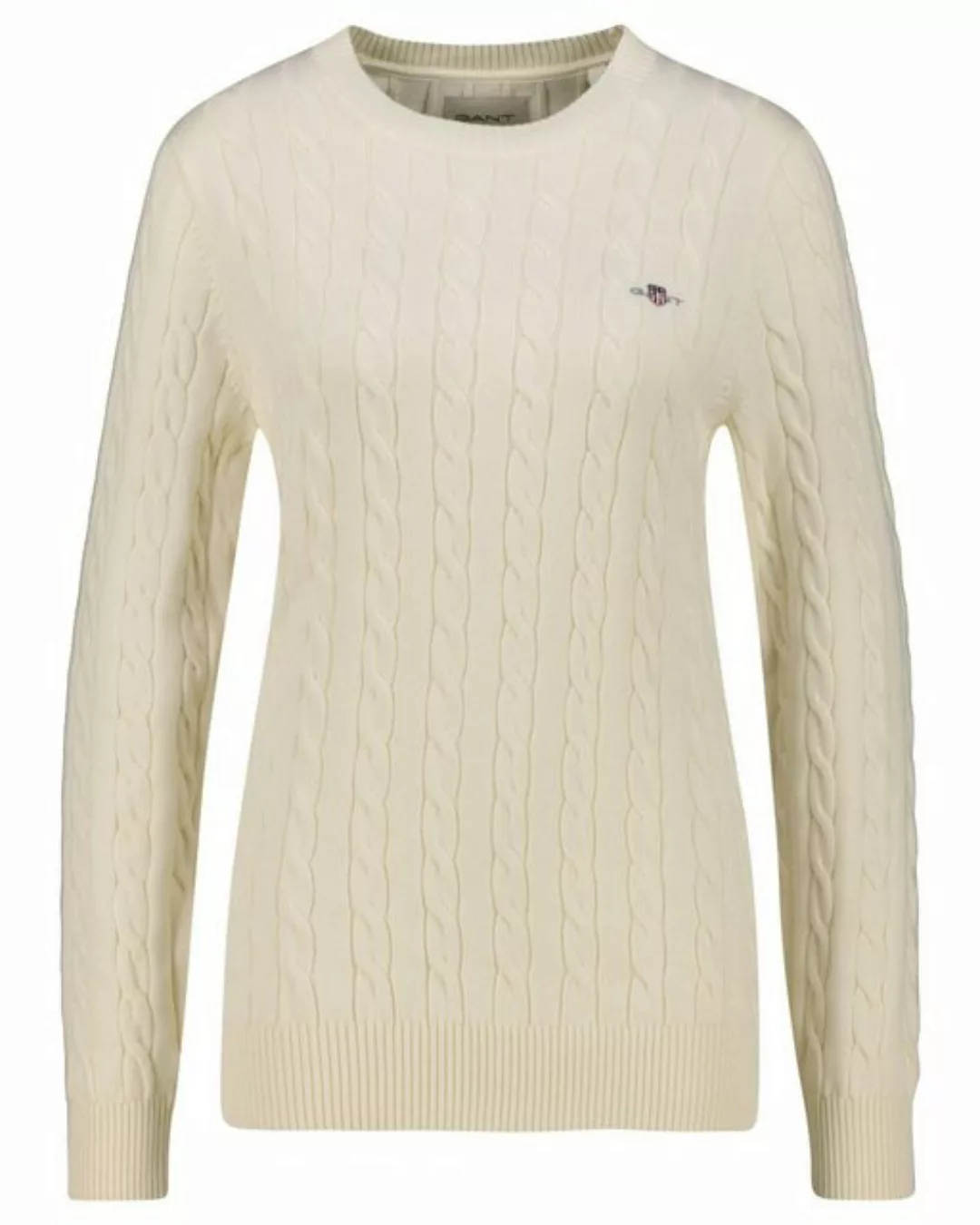 Gant Strickpullover COTTON CABLE C-NECK mit Wappen-Logostickerei auf der Br günstig online kaufen