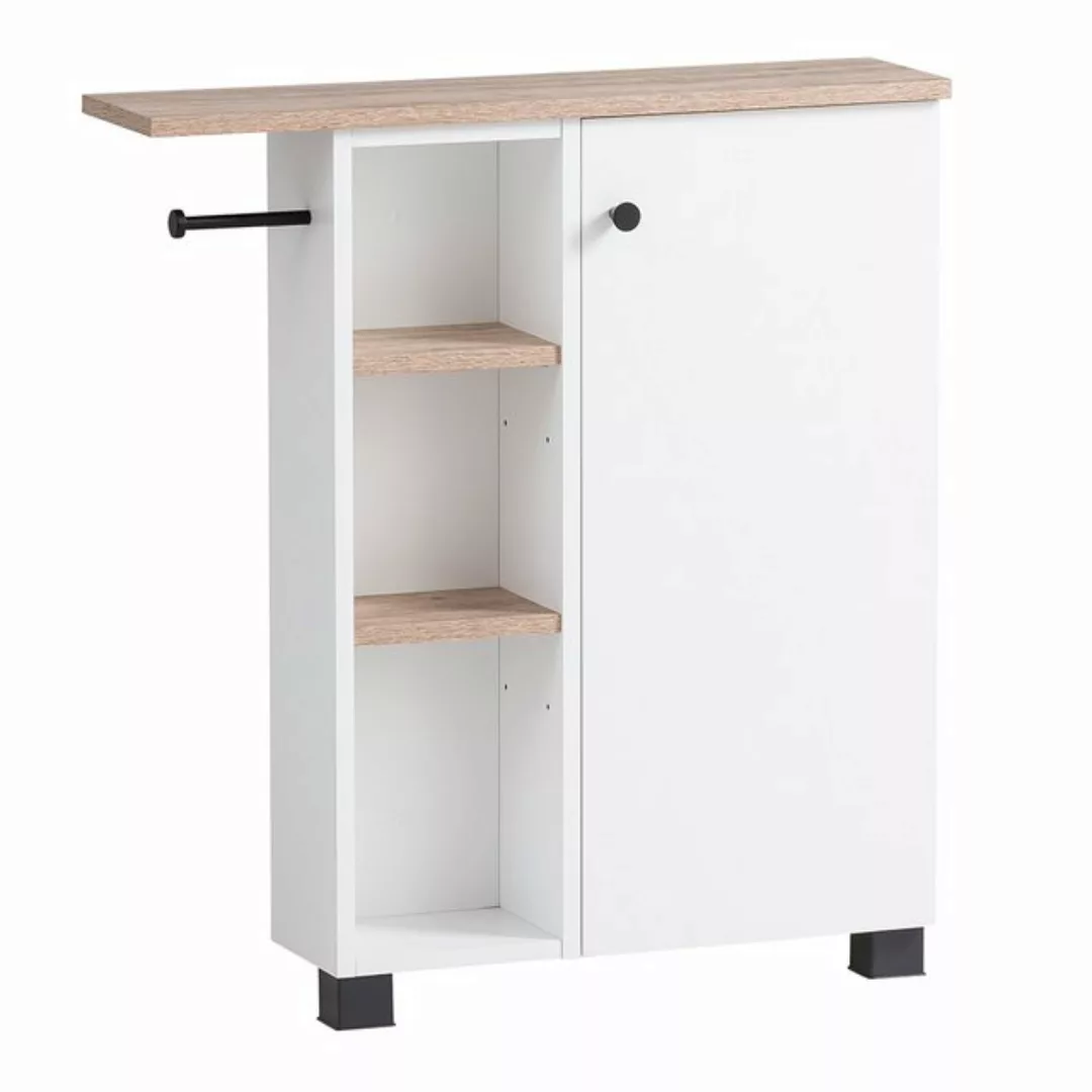 Lomadox Seitenschrank BARLETTA-80 weiß matt mit Wildeiche Nb., 1 Tür, B/H/T günstig online kaufen