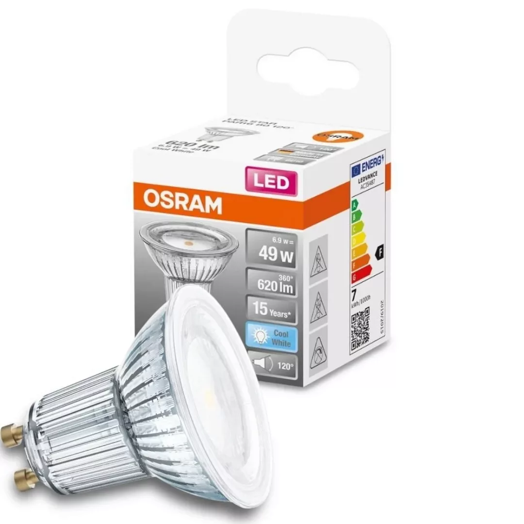 Osram LED Lampe ersetzt 49W Gu10 Reflektor - Par16 in Transparent 6,9W 620l günstig online kaufen