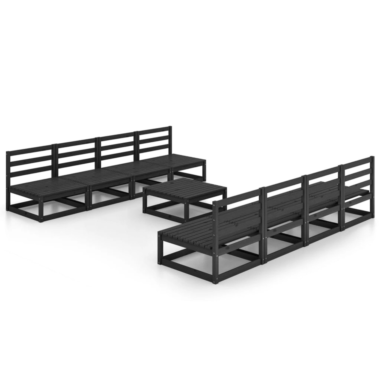 vidaXL 9-tlg Garten-Lounge-Set Schwarz Massivholz Kiefer  Modell 100 günstig online kaufen