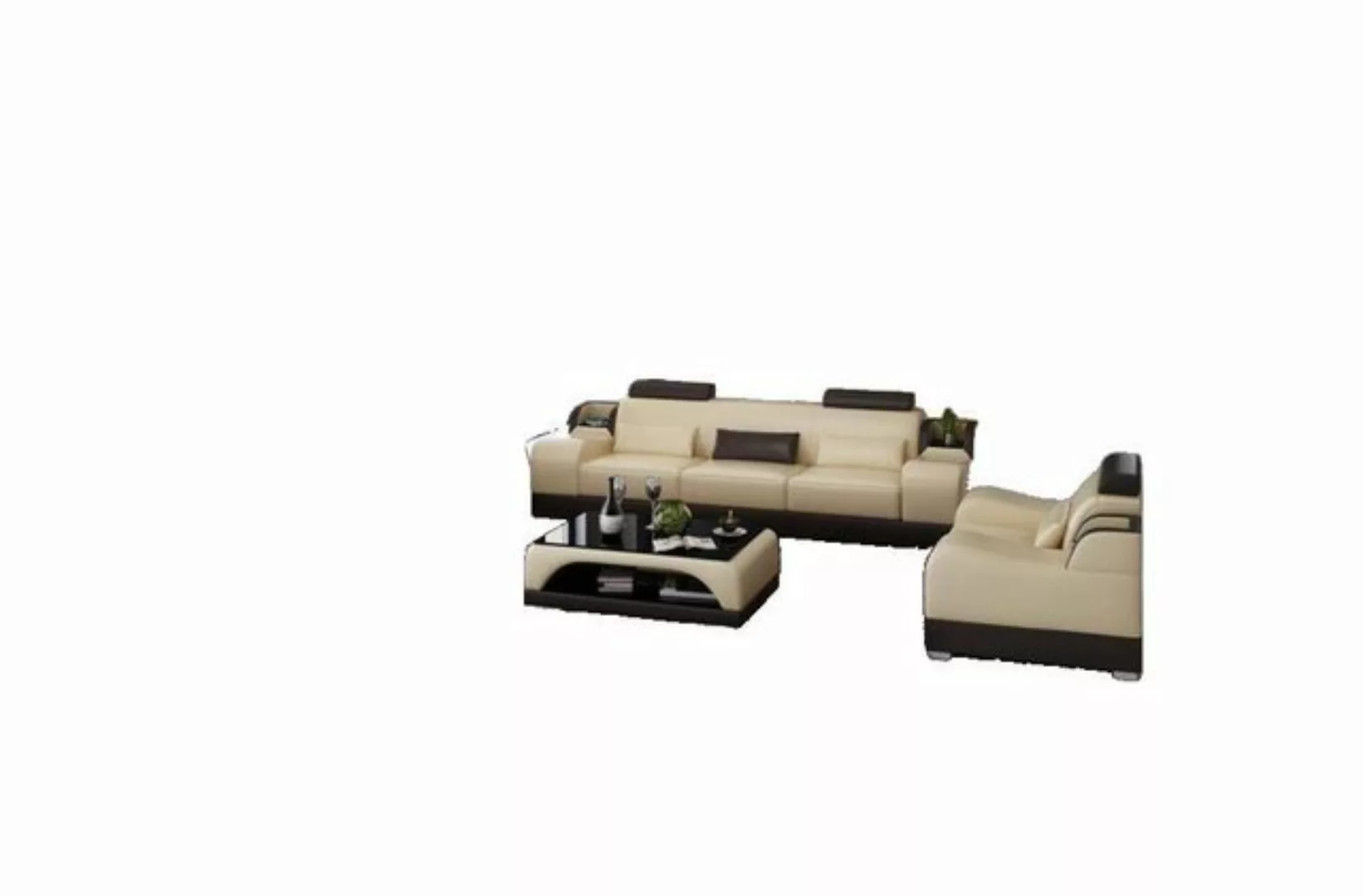 JVmoebel Sofa Beige Sofagarnitur Couch Sitz Garnitur 3+2+1 Komplett Set Mod günstig online kaufen