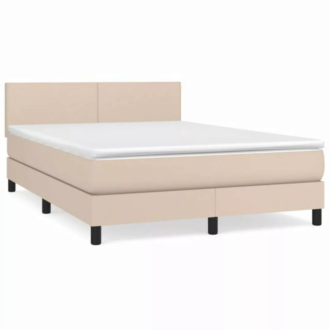 vidaXL Bettgestell Boxspringbett Matratze Cappuccino-Braun 140x200cm Kunstl günstig online kaufen