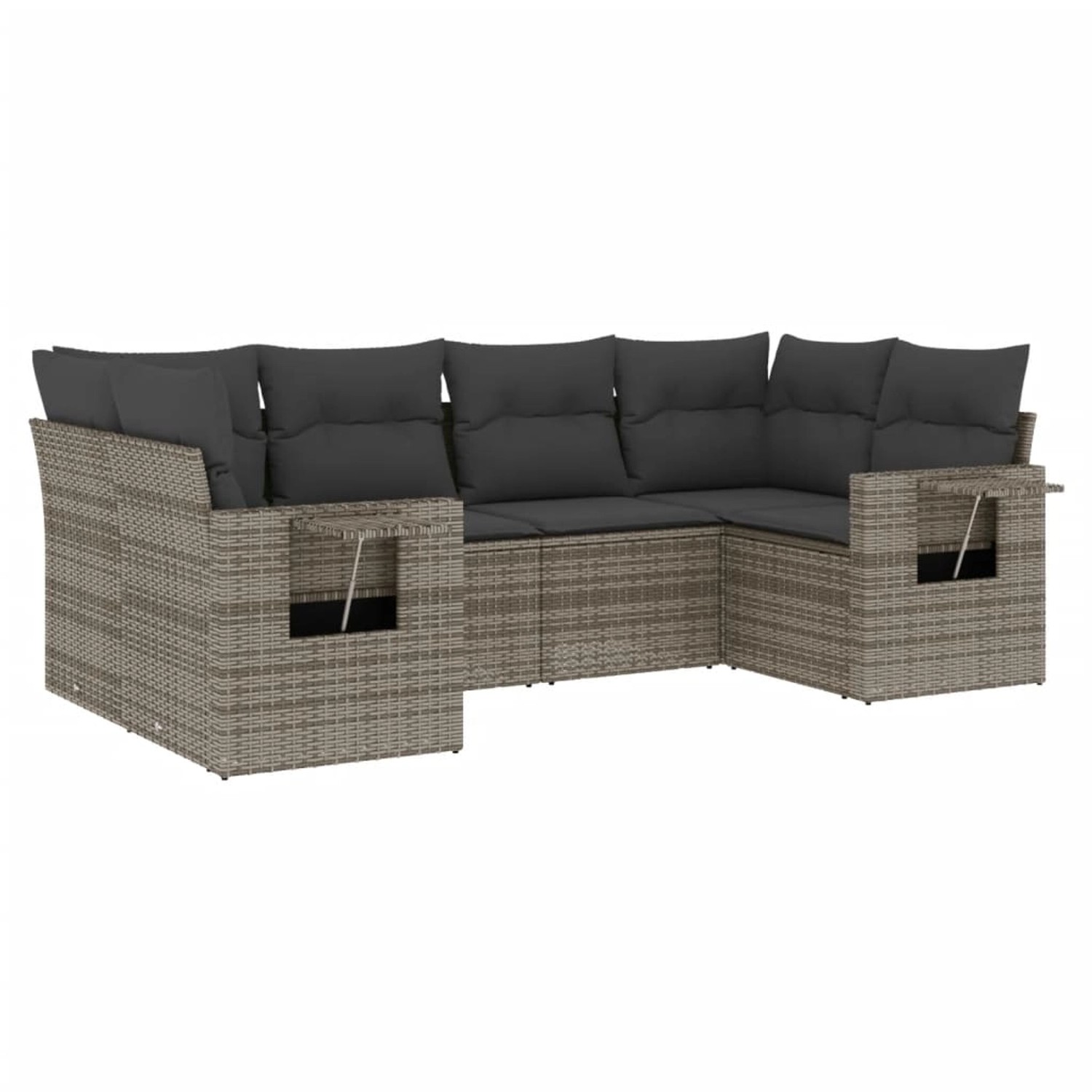 vidaXL 6-Tlg Garten-Sofagarnitur mit Kissen Grau Poly Rattan 3220579 günstig online kaufen