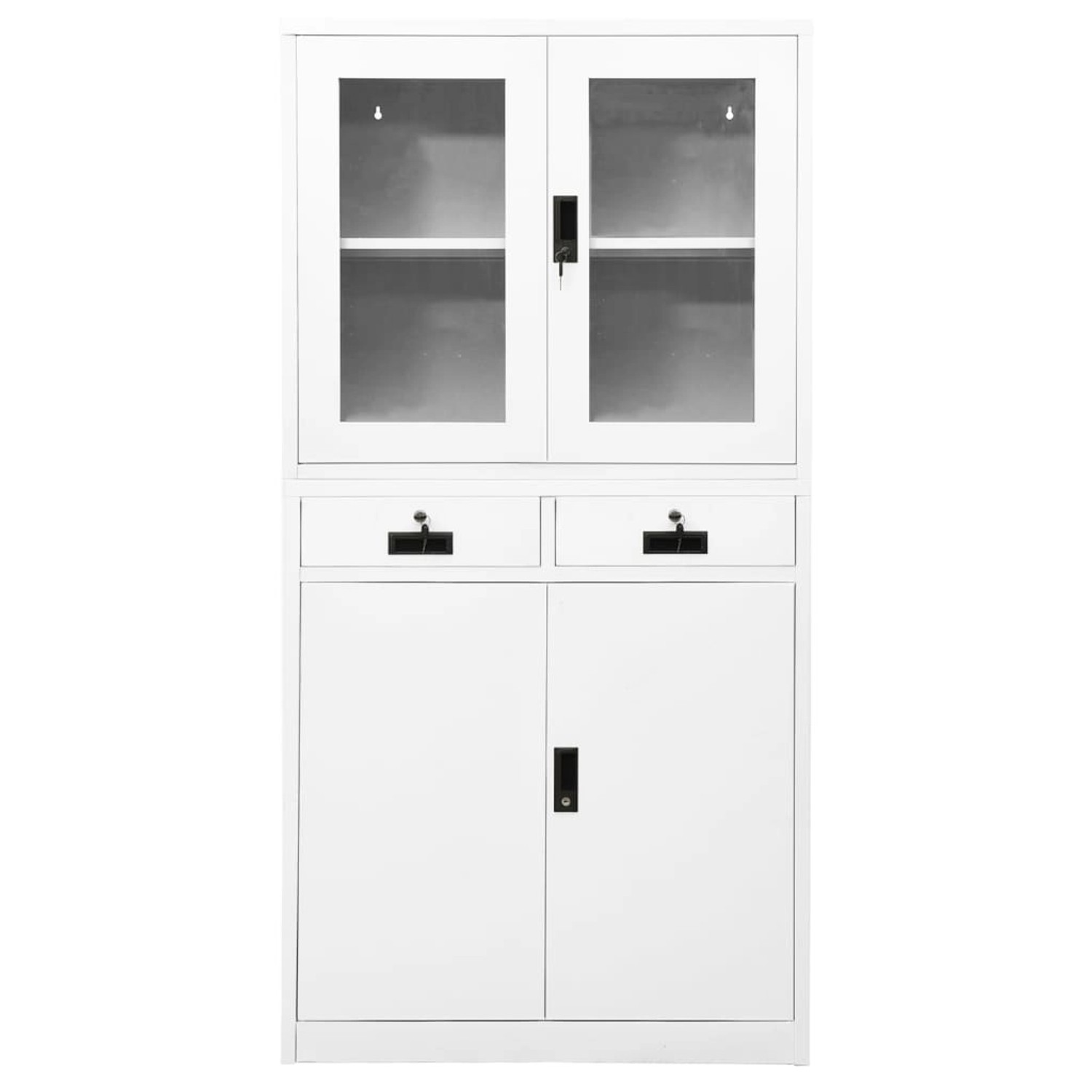 Büroschrank Weiß 90x40x180 Cm Stahl Und Hartglas günstig online kaufen