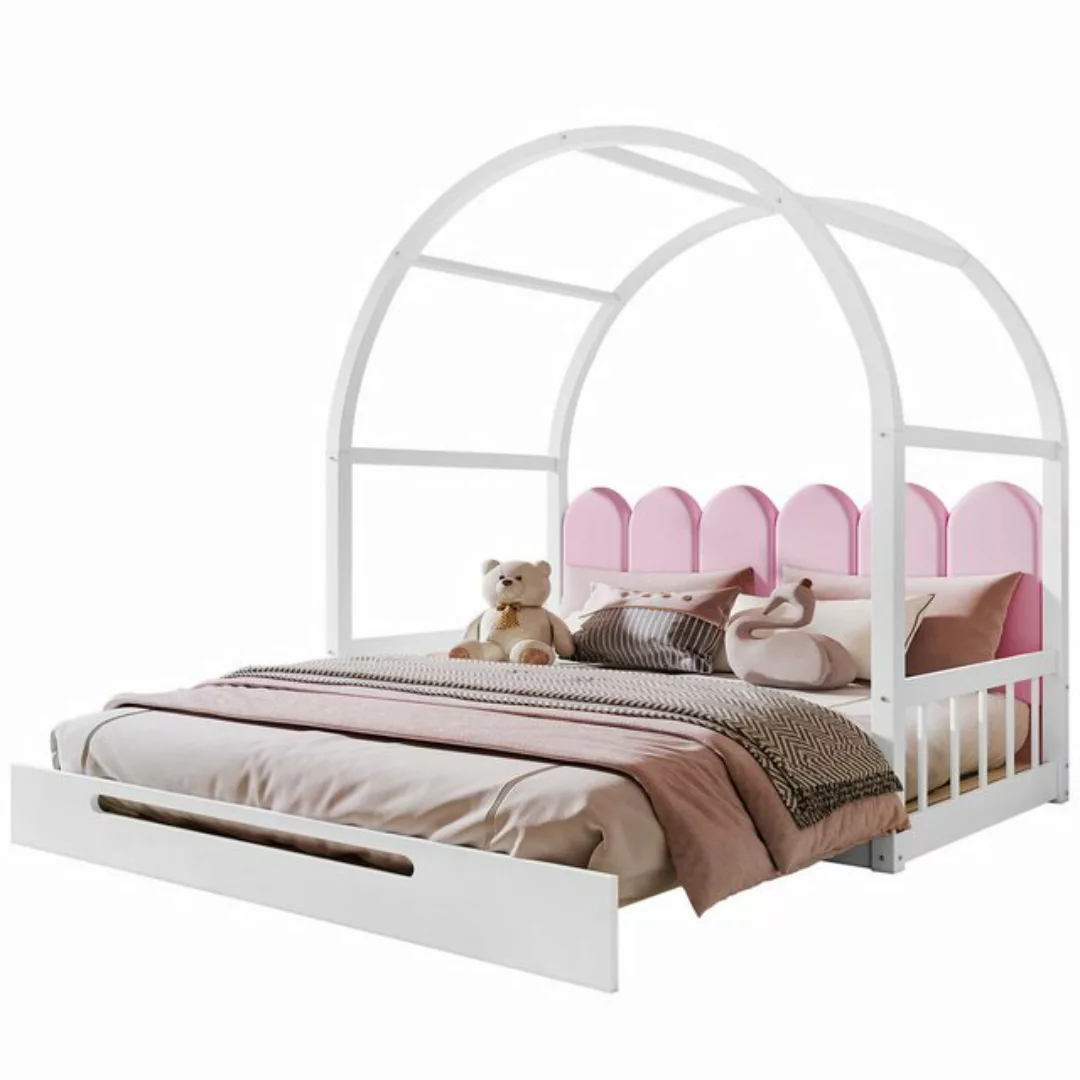 KoDise Kinderbett Erweiterbares Gewölbtes Dachbett, Weiß 140x100cm/200cm mi günstig online kaufen