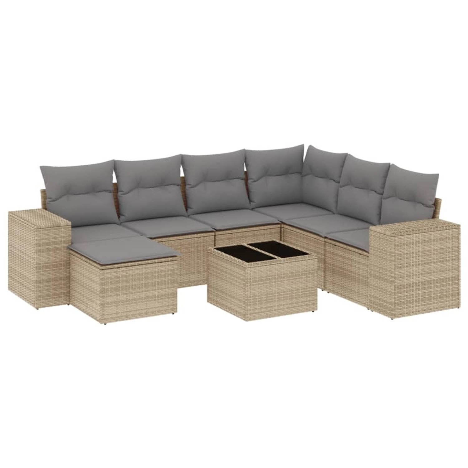 vidaXL 8-Tlg Garten-Sofagarnitur mit Kissen Beige Poly Rattan 3222908 günstig online kaufen