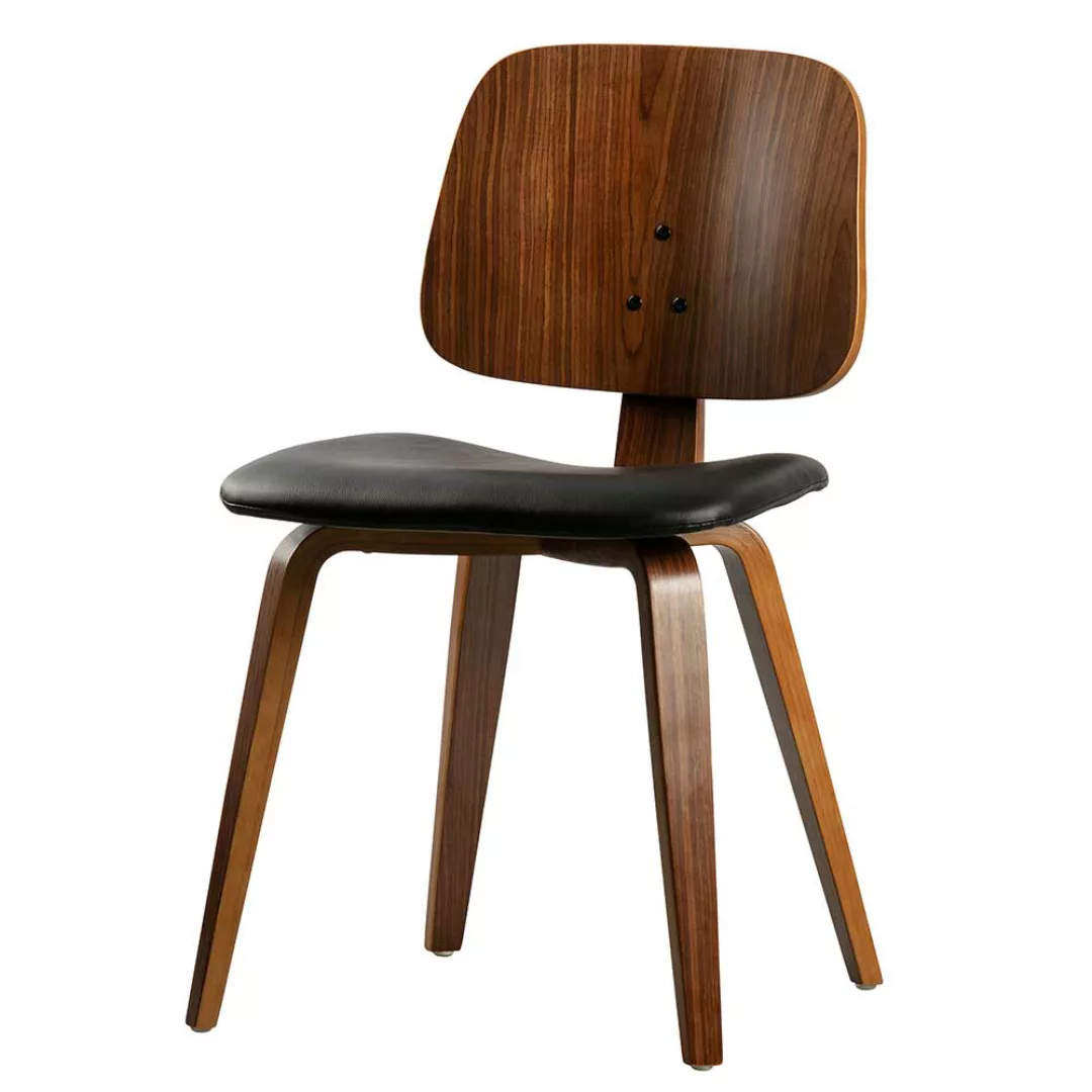 Retro Stuhl mit Kunstleder Sitz 48 cm Sitzhöhe günstig online kaufen