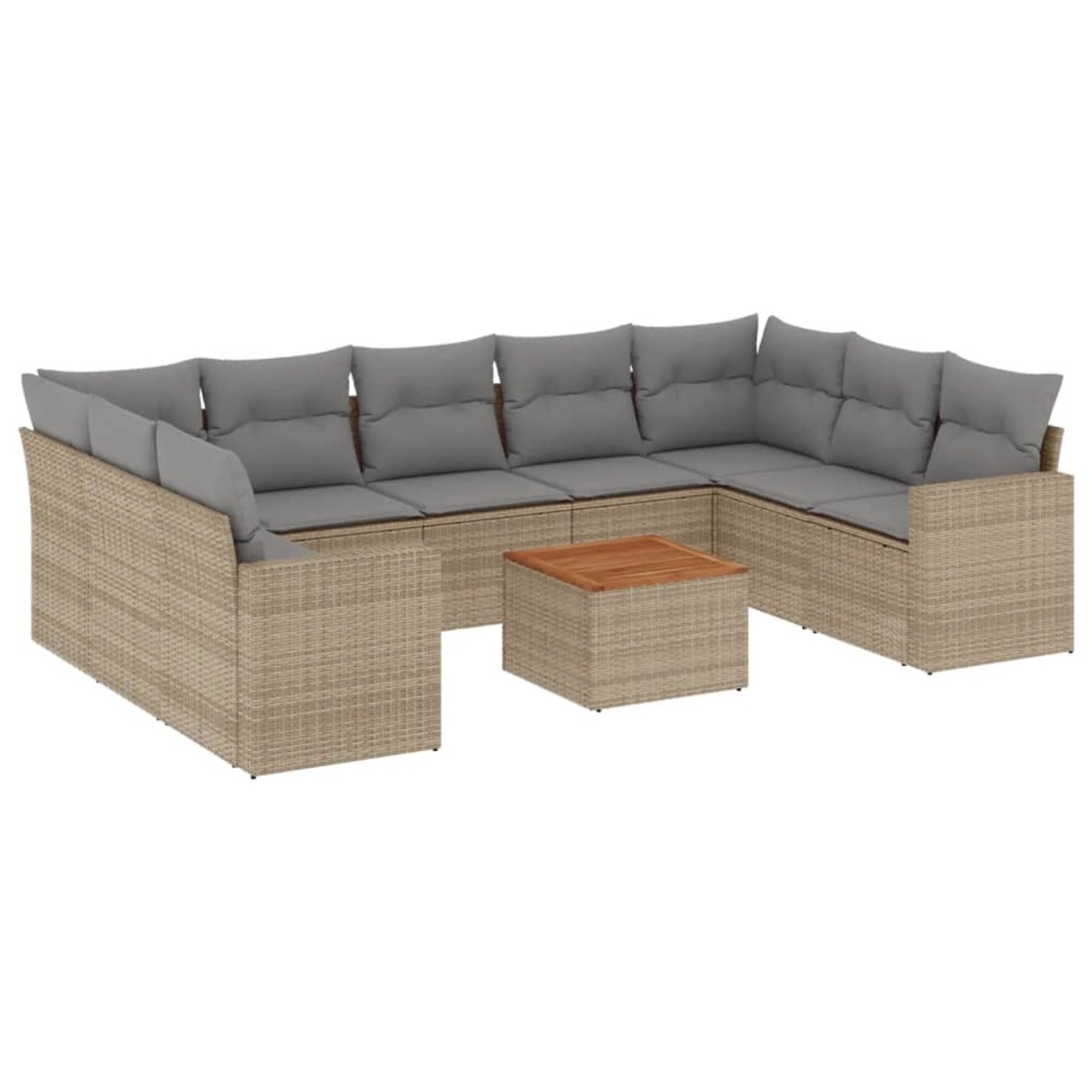 vidaXL 10-Tlg Garten-Sofagarnitur mit Kissen Beige Poly Rattan 3256598 günstig online kaufen