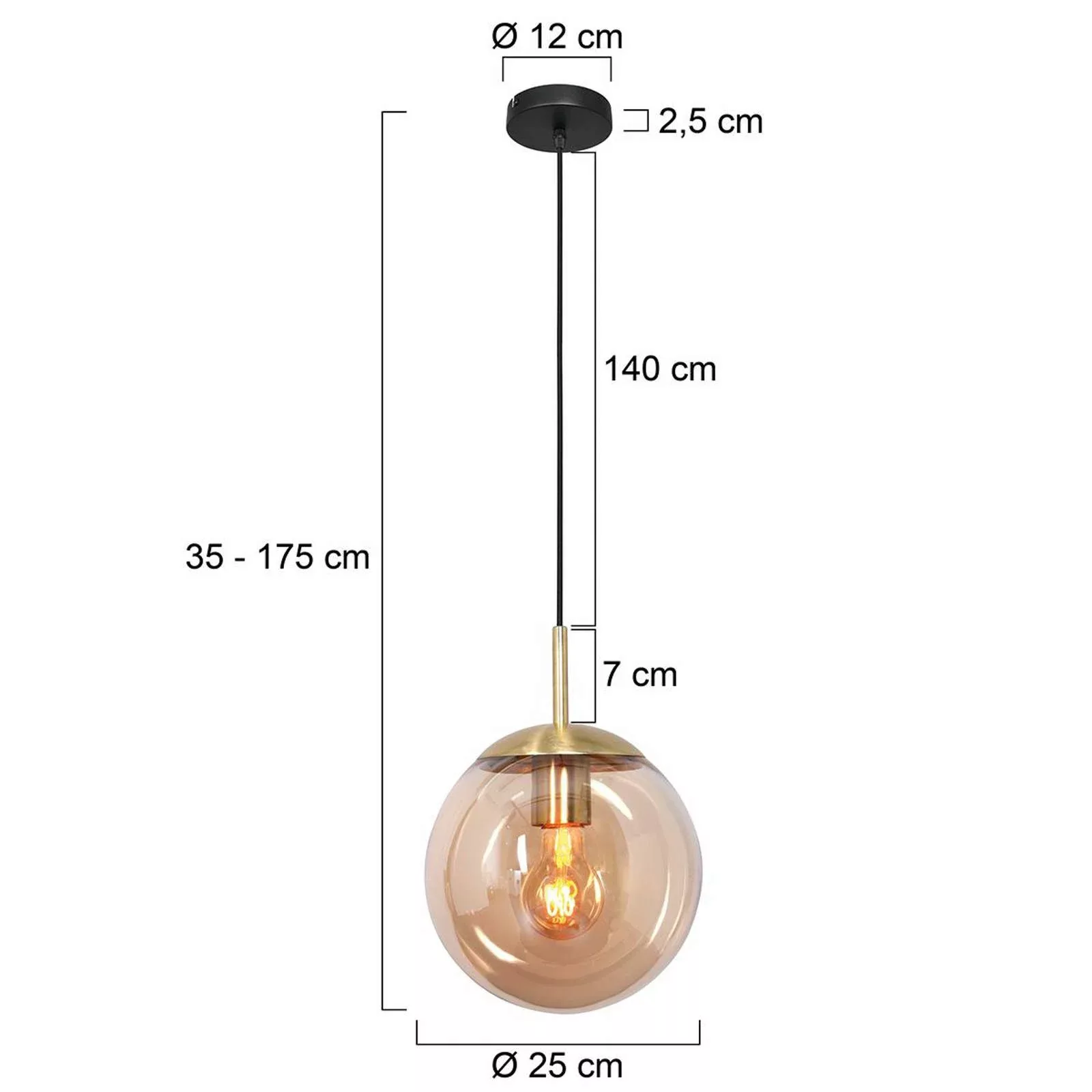 Hängeleuchte Bollique, messing, Ø 25 cm, Glas, 1-fl., Kugel günstig online kaufen