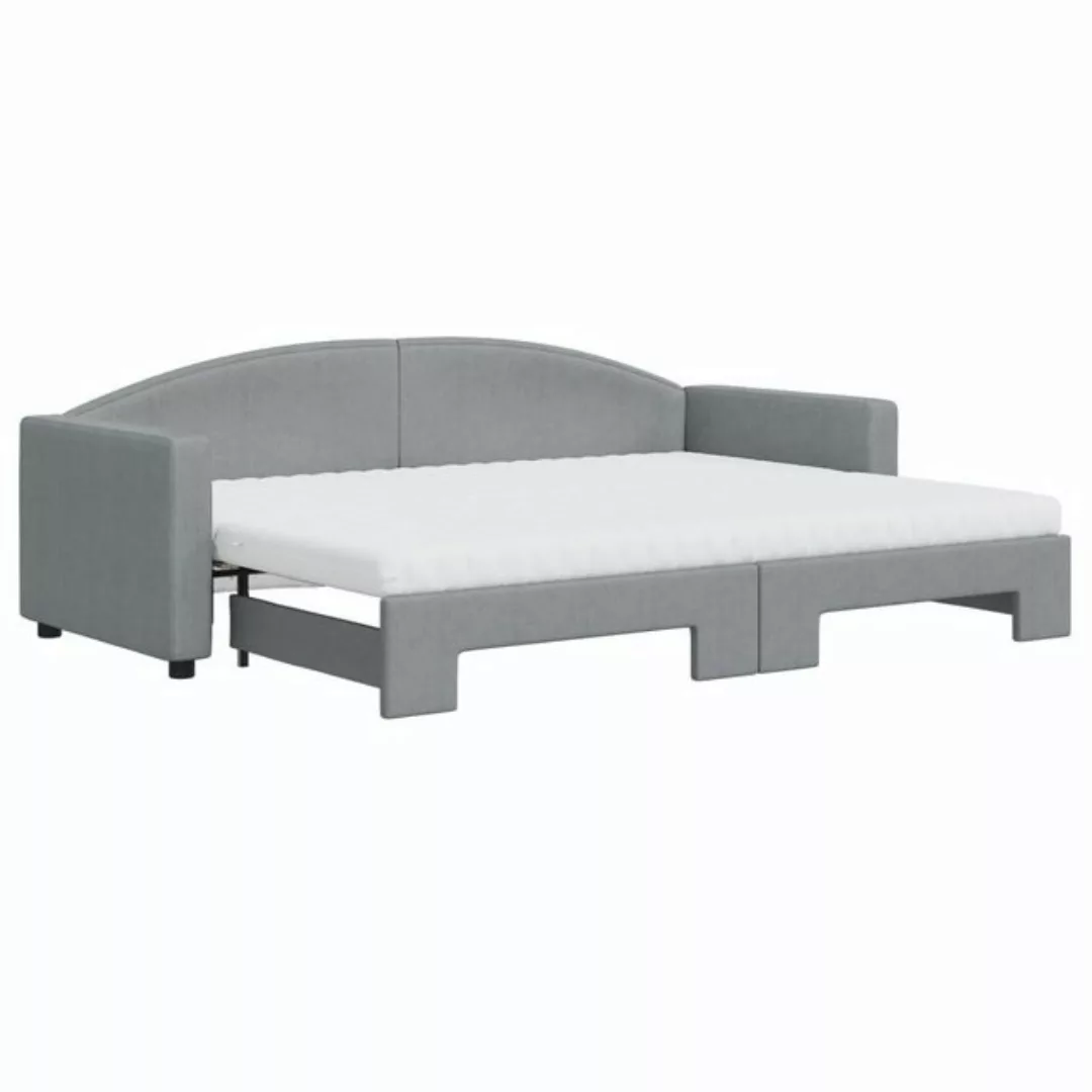 vidaXL Bett Tagesbett Ausziehbar mit Matratze Hellgrau 80x200 cm Stoff günstig online kaufen