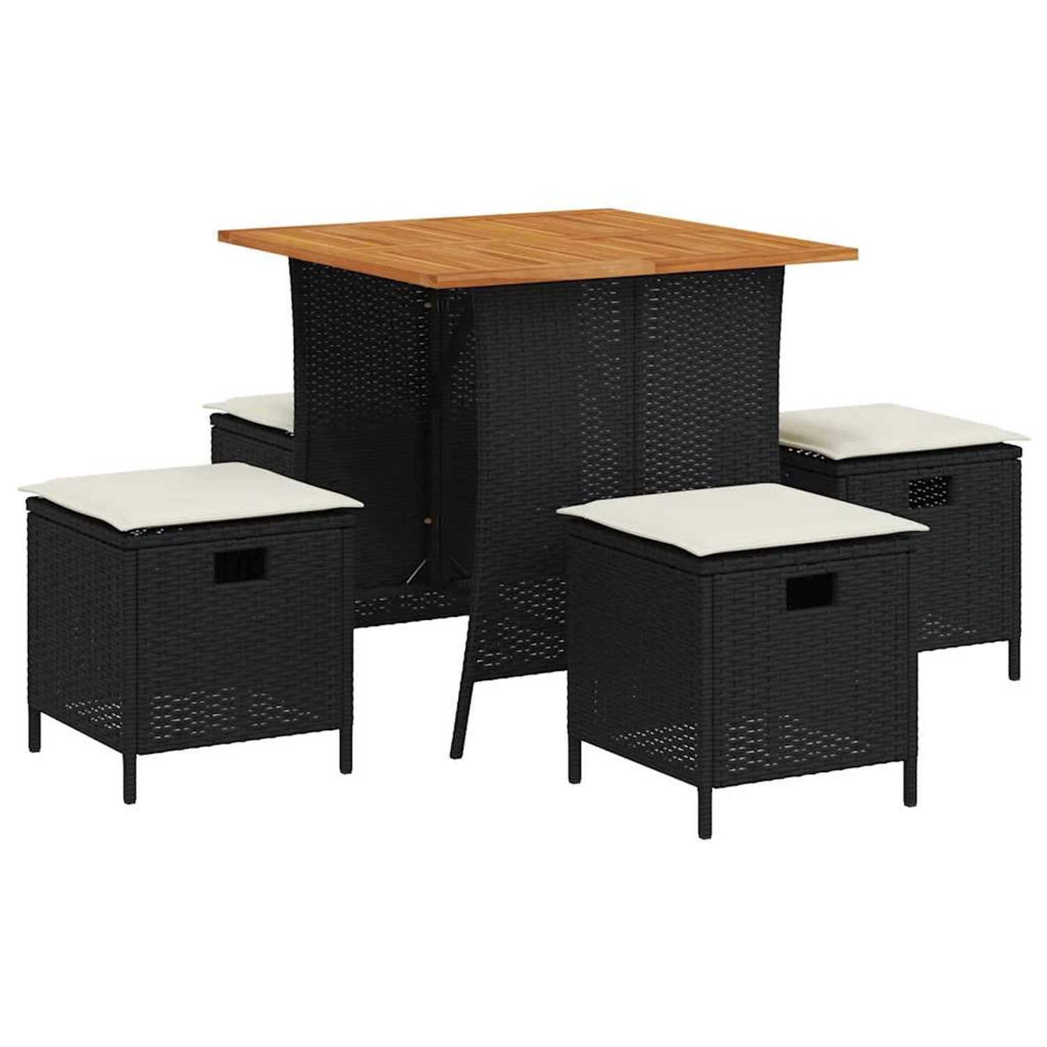 vidaXL 5-Tlg Garten-Essgruppe mit Kissen Schwarz Poly Rattan 365420 günstig online kaufen