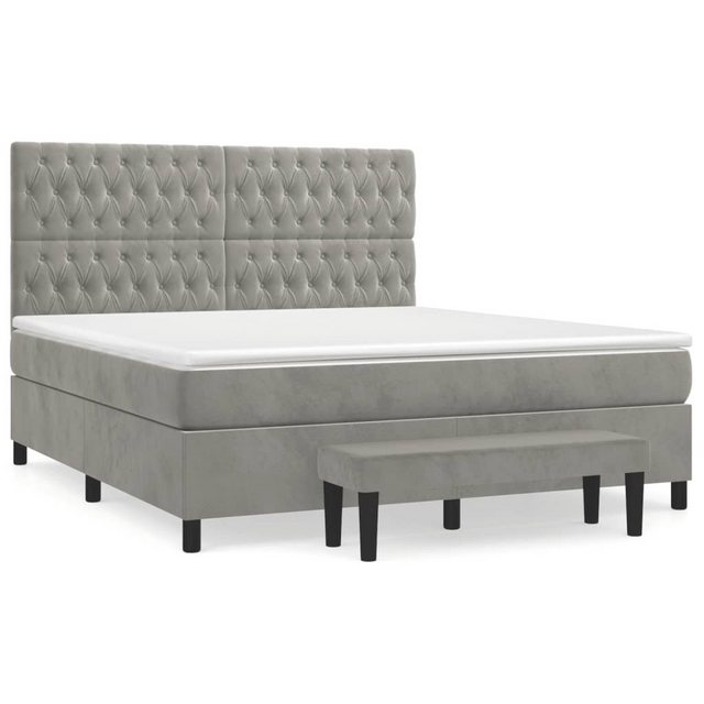 vidaXL Bettgestell Boxspringbett mit Matratze Hellgrau 180x200 cm Samt Bett günstig online kaufen