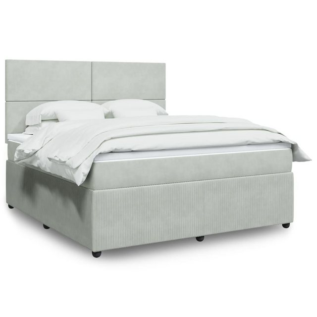 vidaXL Boxspringbett, Boxspringbett mit Matratze Hellgrau 180x200 cm Samt günstig online kaufen