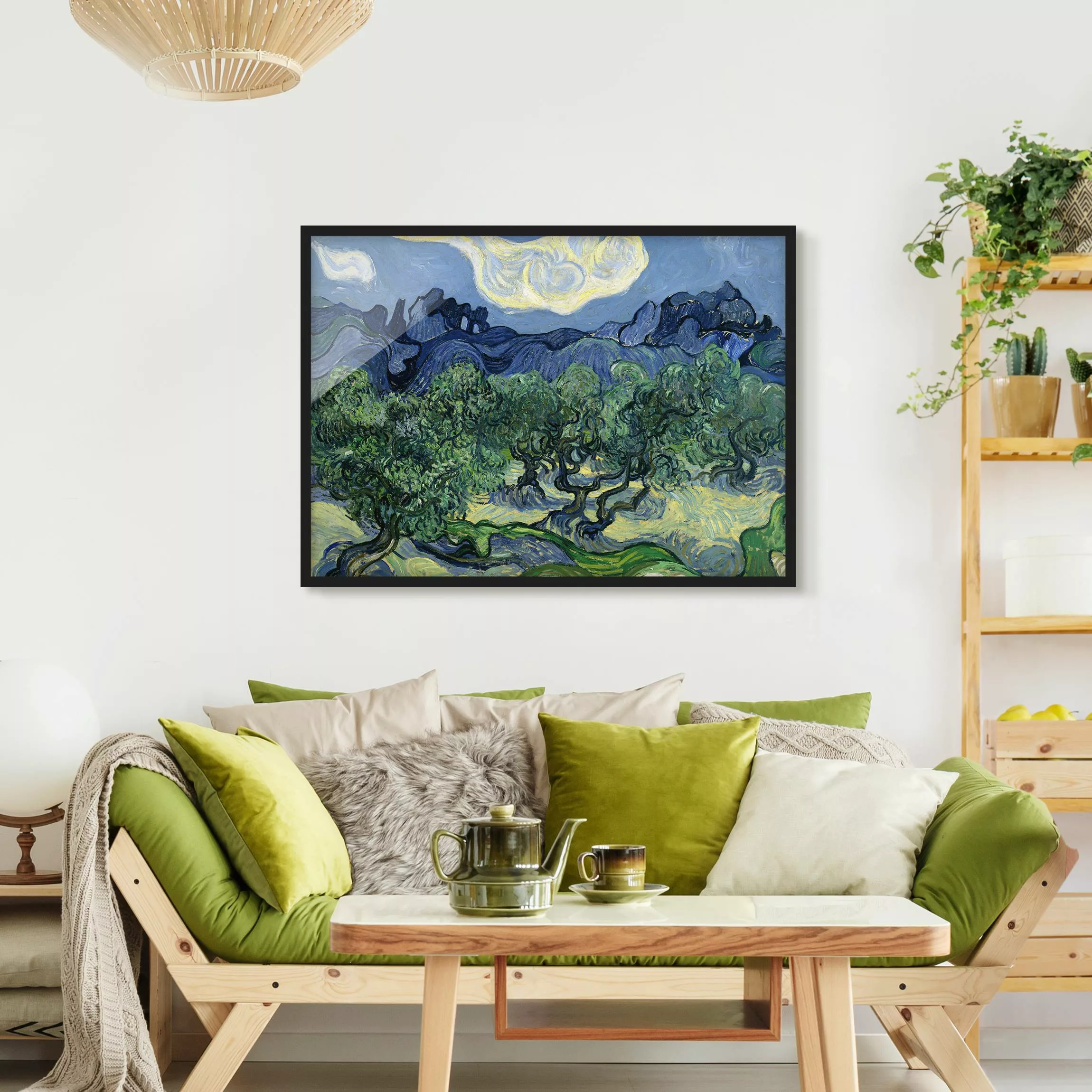 Bild mit Rahmen Kunstdruck - Querformat Vincent van Gogh - Olivenbäume günstig online kaufen