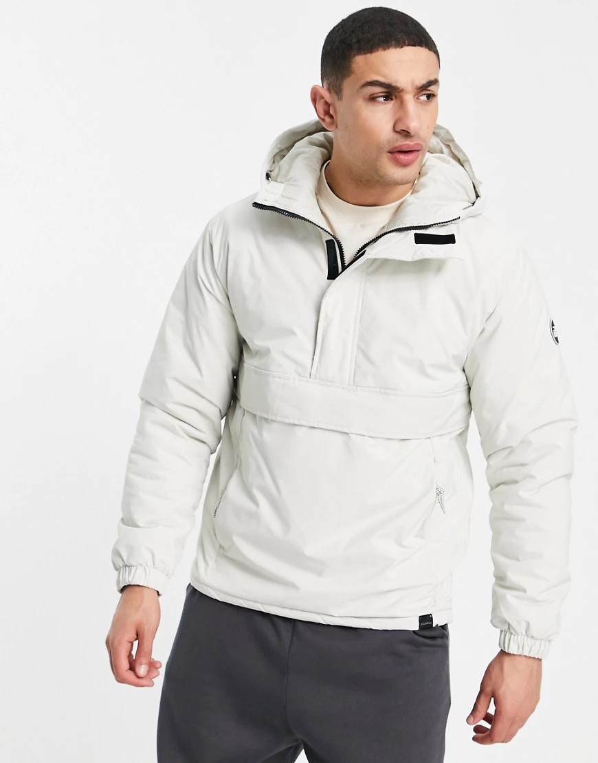 Pull&Bear – Wattierte Schlupfjacke in Ecru-Weiß günstig online kaufen