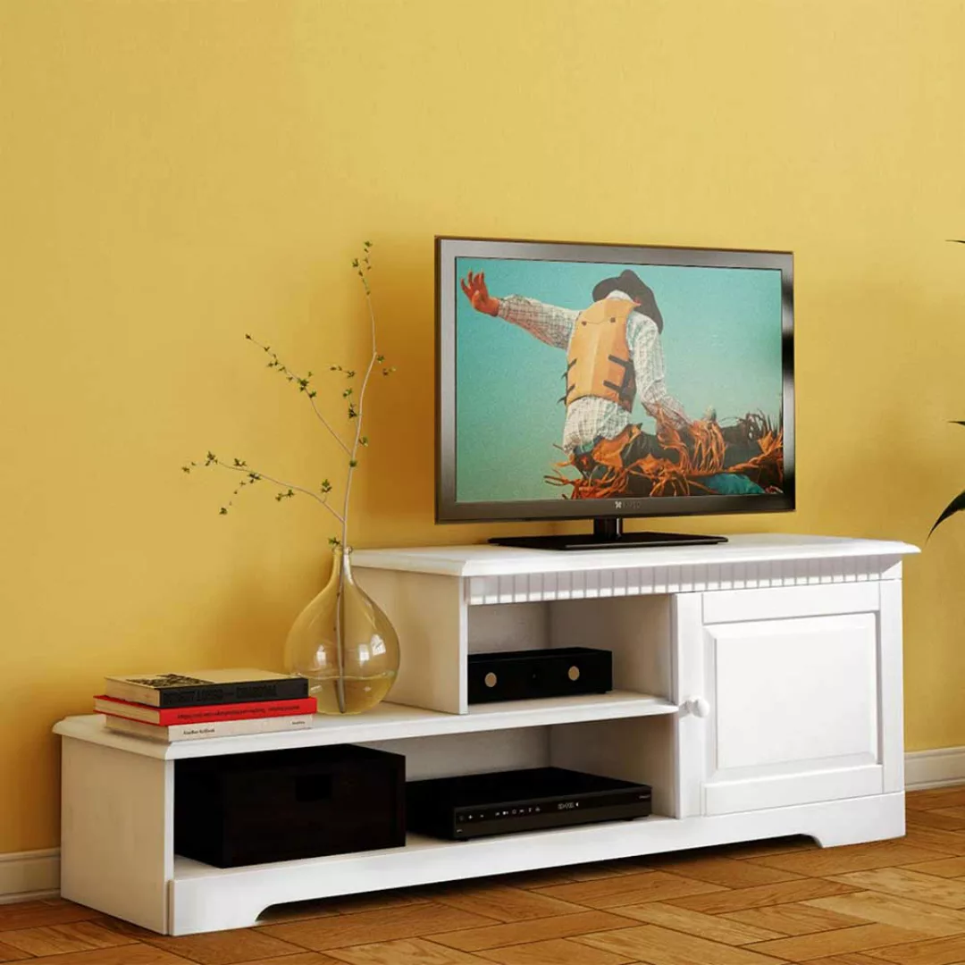 TV Möbel in Weiß Kiefer Massivholz günstig online kaufen