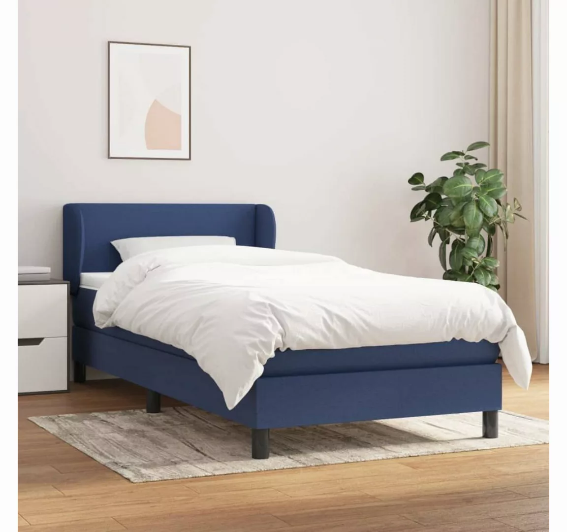 vidaXL Bett Boxspringbett mit Matratze Blau 80x200 cm Stoff günstig online kaufen