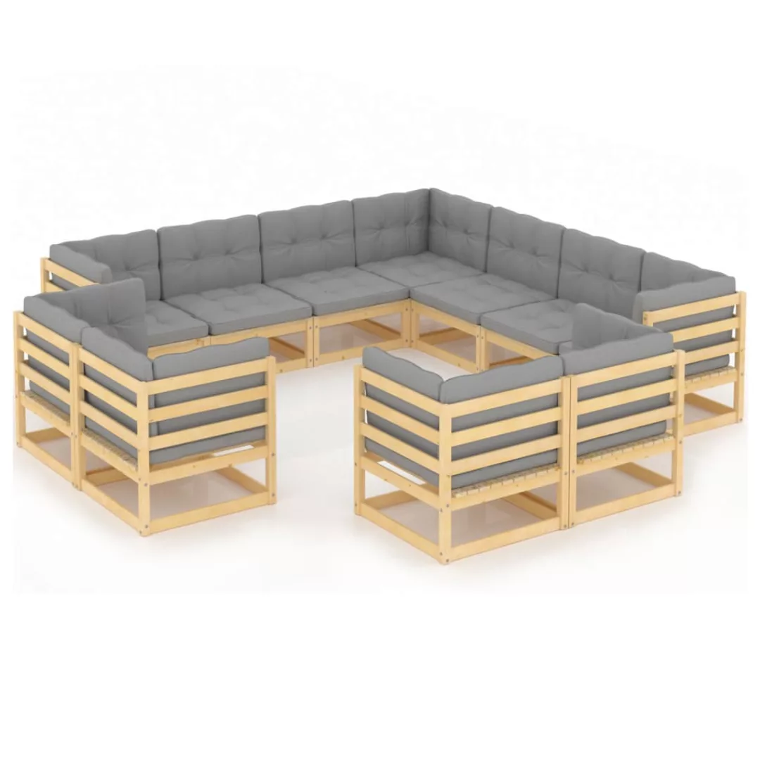 11-tlg. Garten-lounge-set Mit Kissen Kiefer Massivholz günstig online kaufen