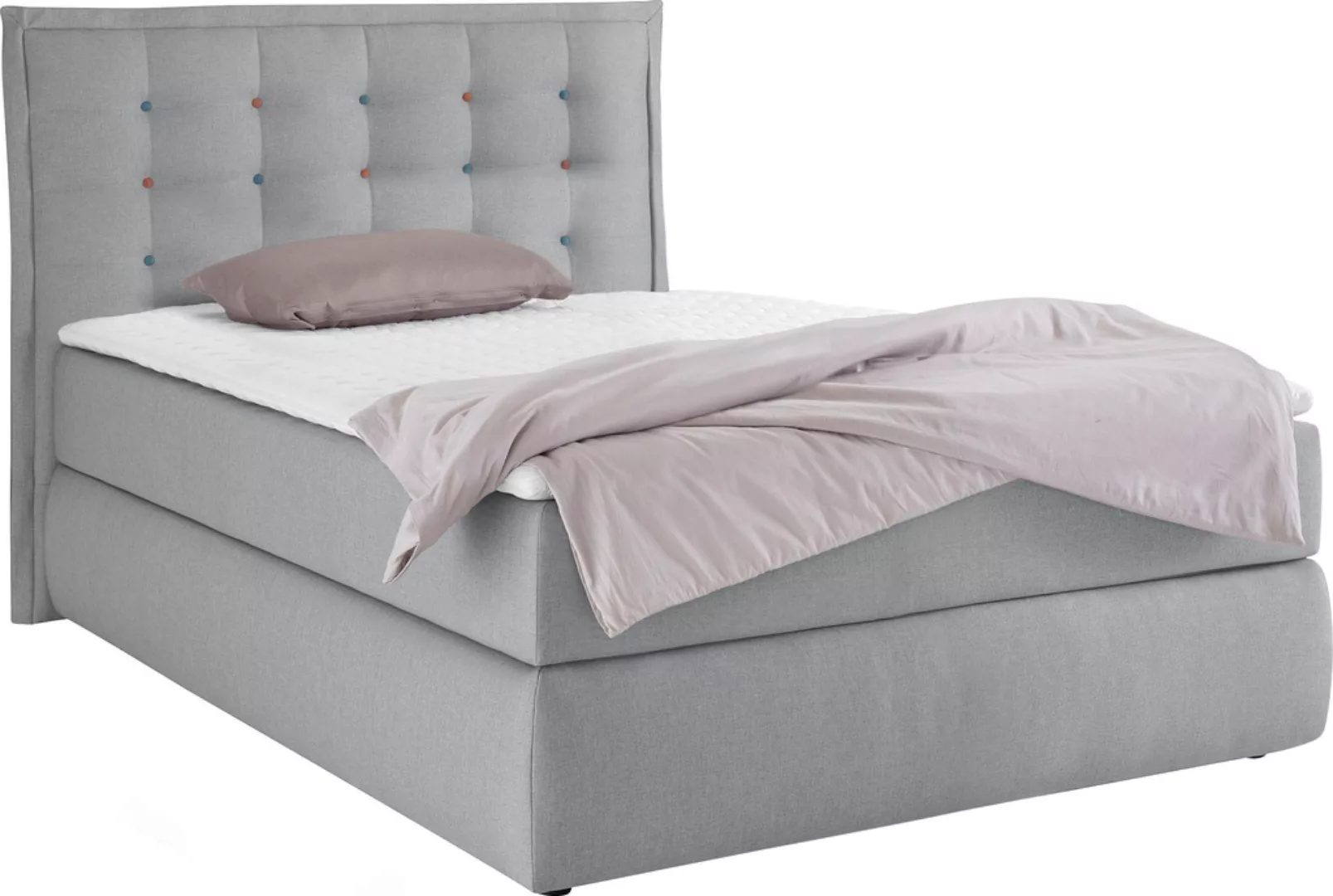 INOSIGN Boxspringbett Sagres, Kopfteil mit 2farbiger Flatterbiese und zweif günstig online kaufen