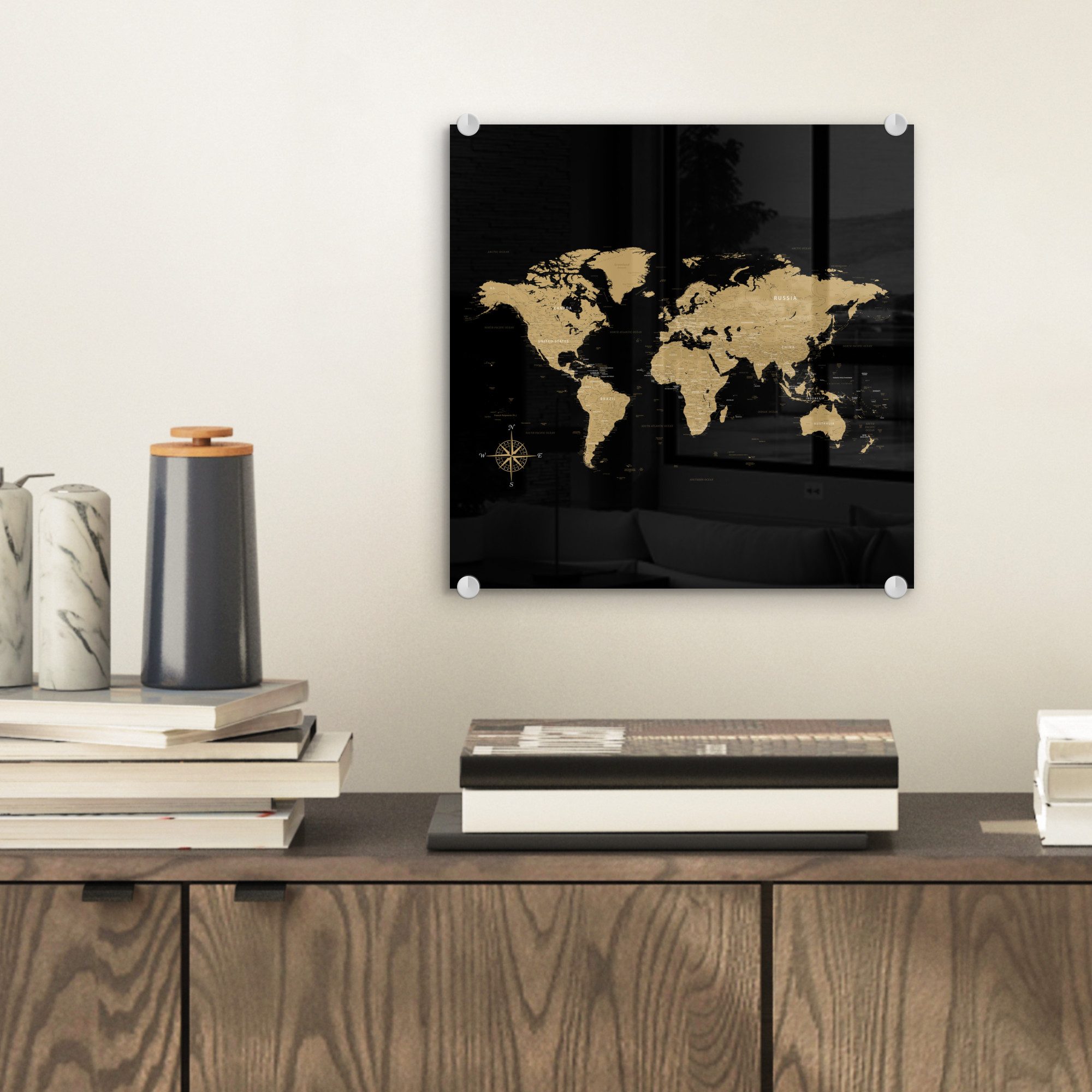 MuchoWow Acrylglasbild Weltkarte - Beige - günstig online kaufen
