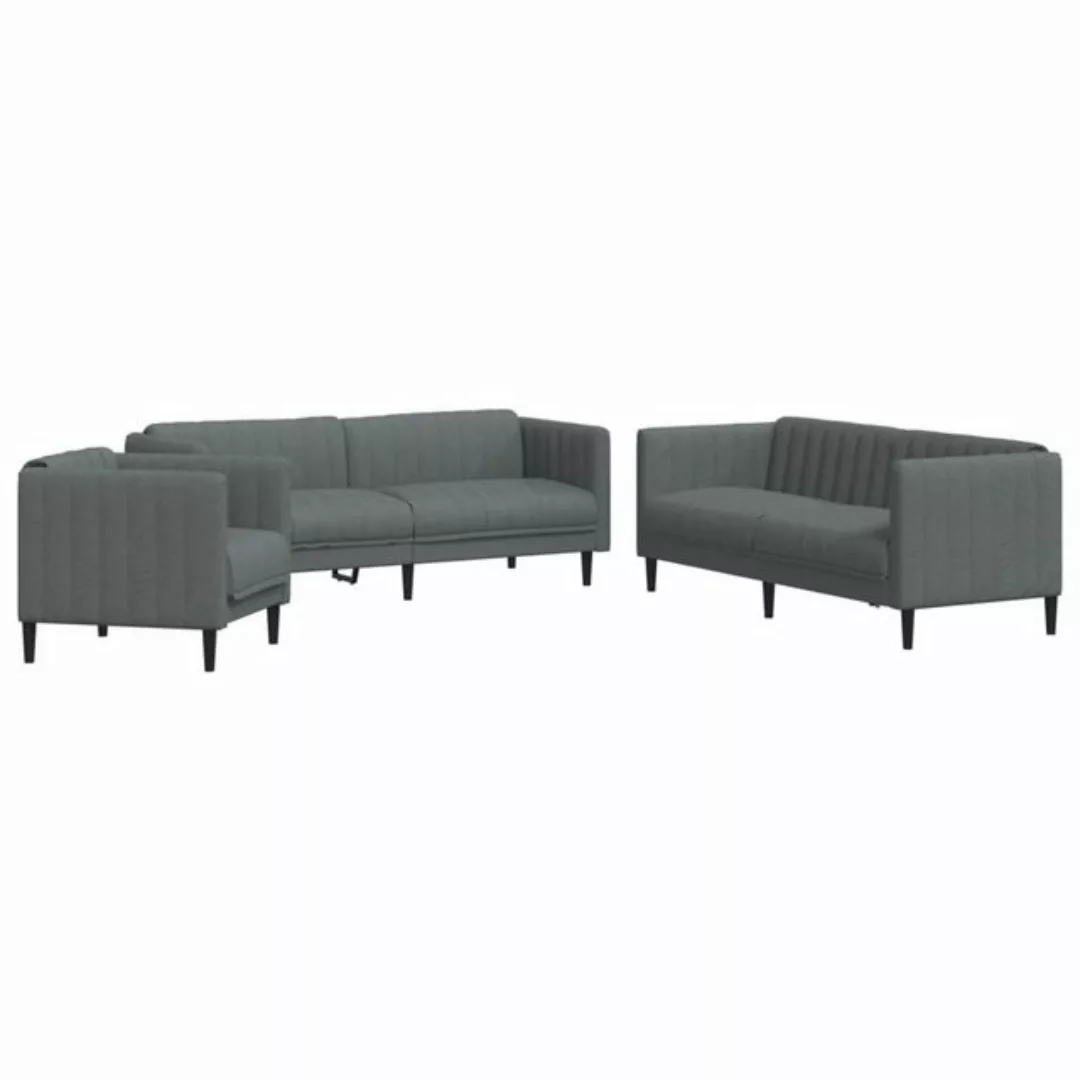 vidaXL Sofa, 3-tlg. Sofagarnitur Dunkelgrau Stoff günstig online kaufen