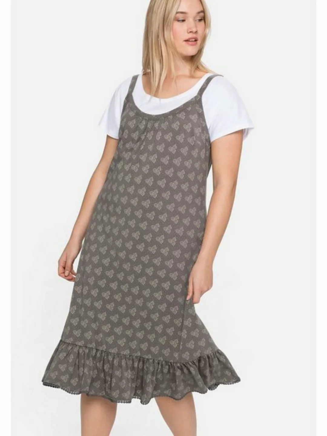Sheego Jerseykleid Große Größen inklusive Shirt, in A-Linie und Alloverdruc günstig online kaufen
