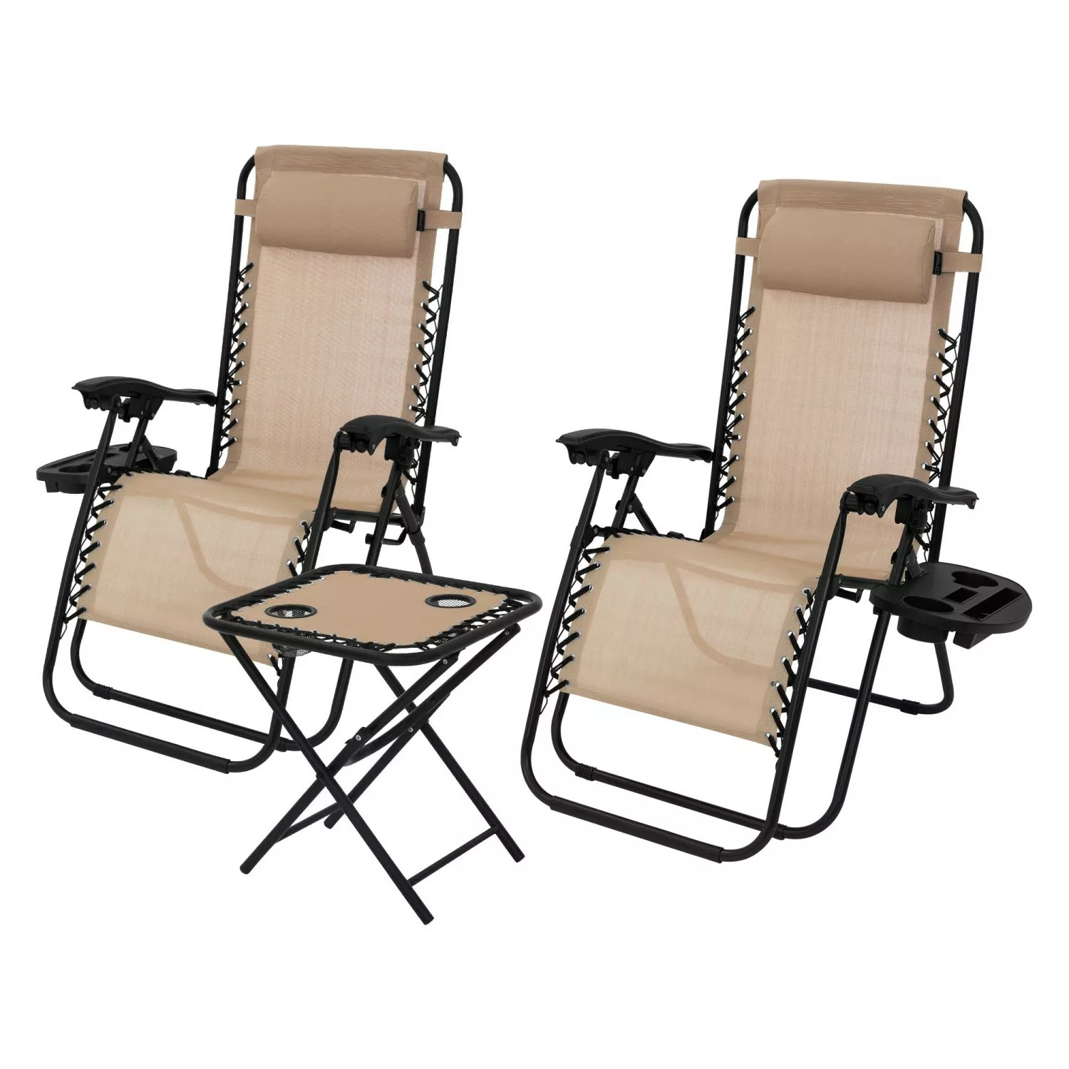 ML-Design 3-Teiliges Sonnenliege Set Klappbar Gartenliege mit Tisch Taupe günstig online kaufen