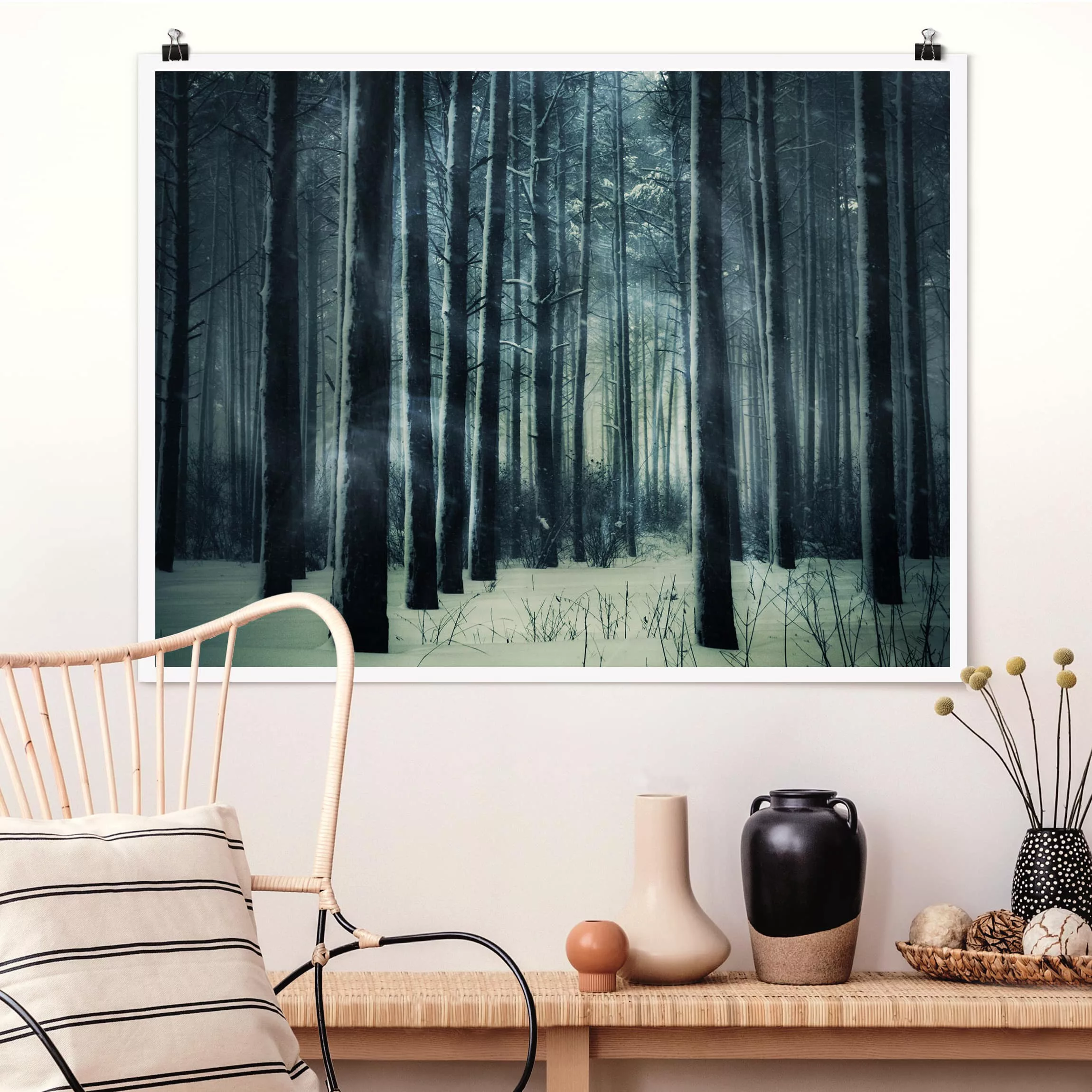 Poster Natur & Landschaft - Querformat Mystischer Winterwald günstig online kaufen