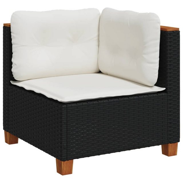 vidaXL Loungesofa Garten-Ecksofa mit Kissen Schwarz Poly Rattan günstig online kaufen