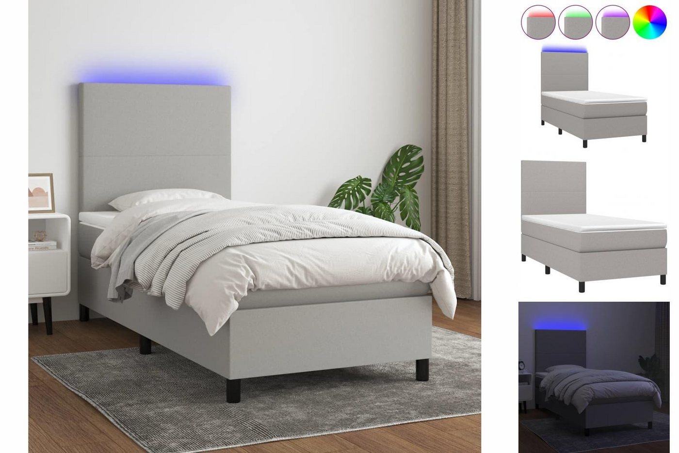 vidaXL Boxspringbett Bett Boxspringbett mit Matratze & LED Stoff (100 x 200 günstig online kaufen