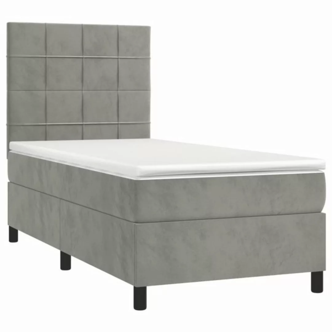 vidaXL Bett Boxspringbett mit Matratze Hellgrau 90x200 cm Samt günstig online kaufen