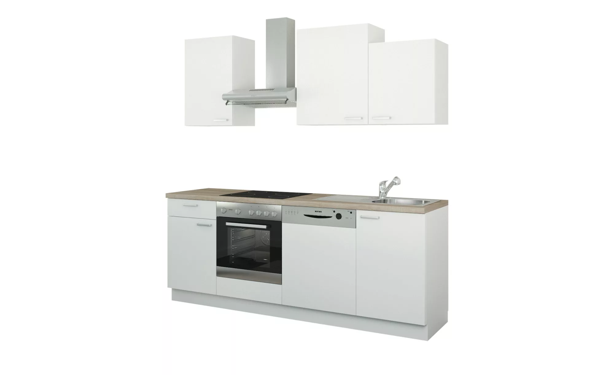 Küchenzeile mit Elektrogeräten - weiß - 220 cm - Küchen > Küchenblöcke mit günstig online kaufen
